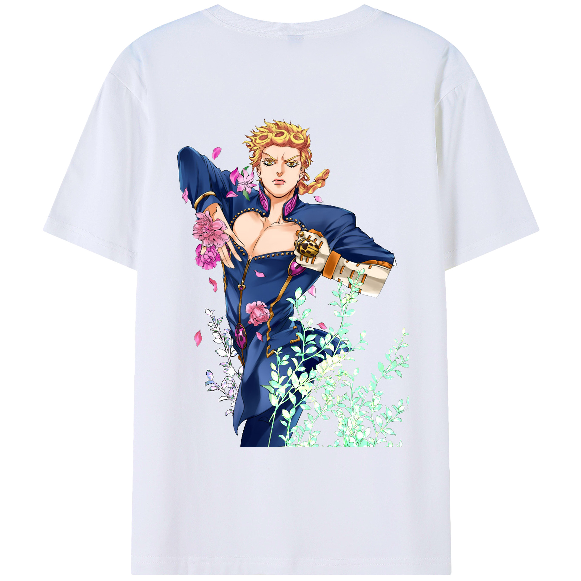 （画像用） ジョジョの奇妙な冒険 ジョルノ?ジョバァーナ JoJo's Bizarre Adventure Giorno Giovanna レディース半袖Tシャツ(バックプリント)