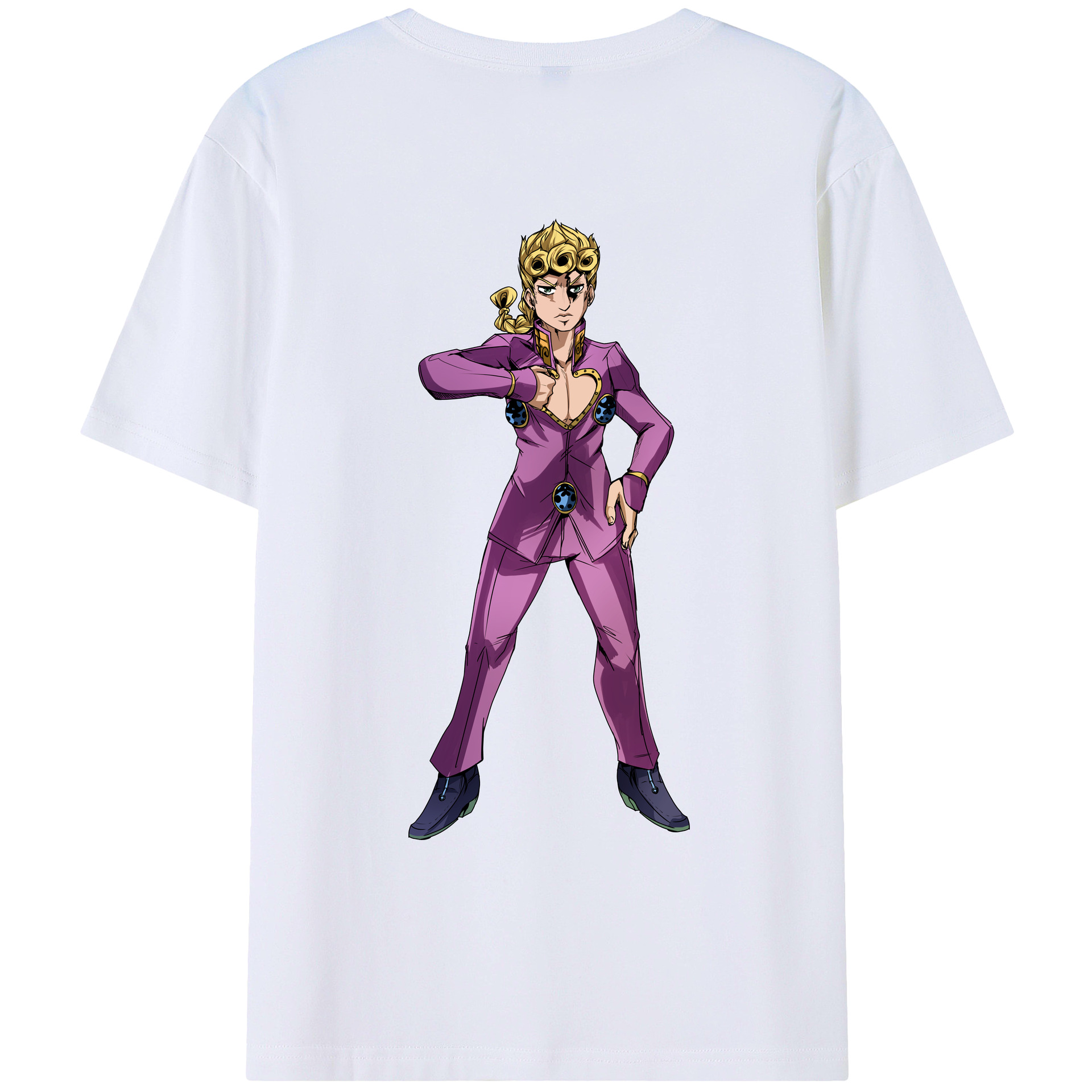 （画像用） ジョジョの奇妙な冒険 ジョルノ?ジョバァーナ JoJo's Bizarre Adventure Giorno Giovanna レディース半袖Tシャツ(バックプリント)
