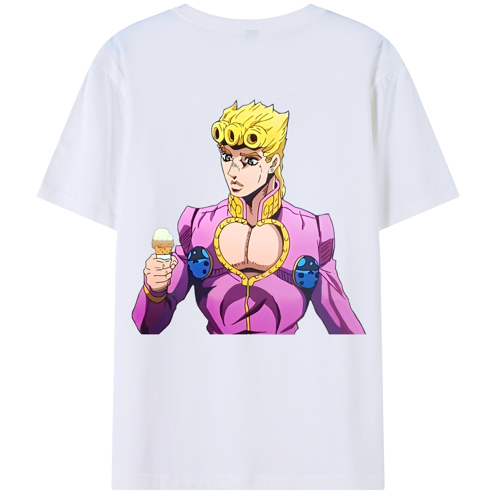（画像用） ジョジョの奇妙な冒険 ジョルノ?ジョバァーナ JoJo's Bizarre Adventure Giorno Giovanna レディース半袖Tシャツ(バックプリント)