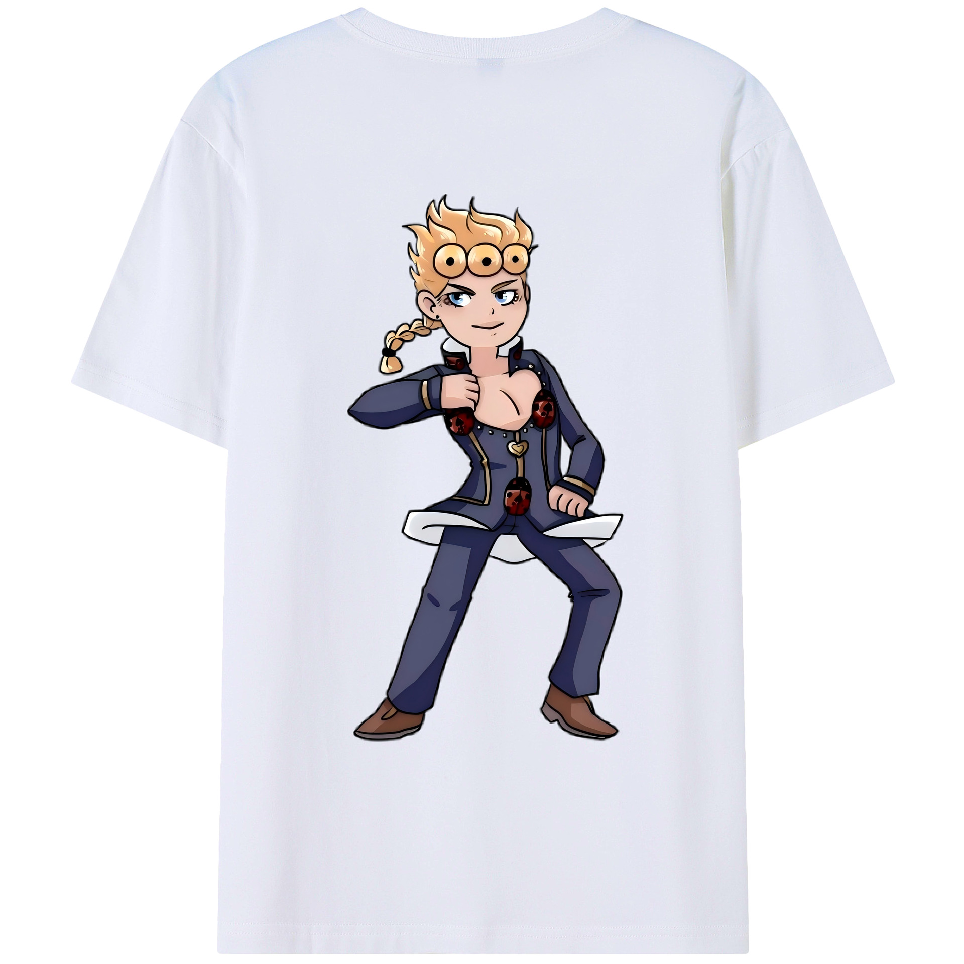 （画像用） ジョジョの奇妙な冒険 ジョルノ?ジョバァーナ JoJo's Bizarre Adventure Giorno Giovanna レディース半袖Tシャツ(バックプリント)