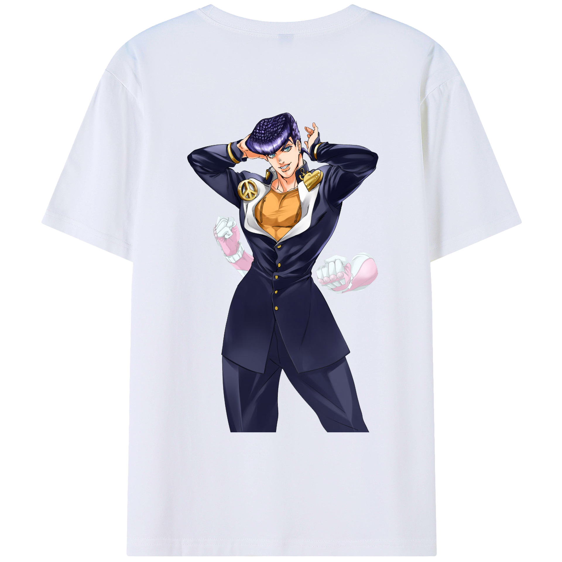 （画像用） ジョジョの奇妙な冒険 ひがしかた じょうすけ JoJo's Bizarre Adventure Higashikata Josuke レディース半袖Tシャツ(バックプリント)