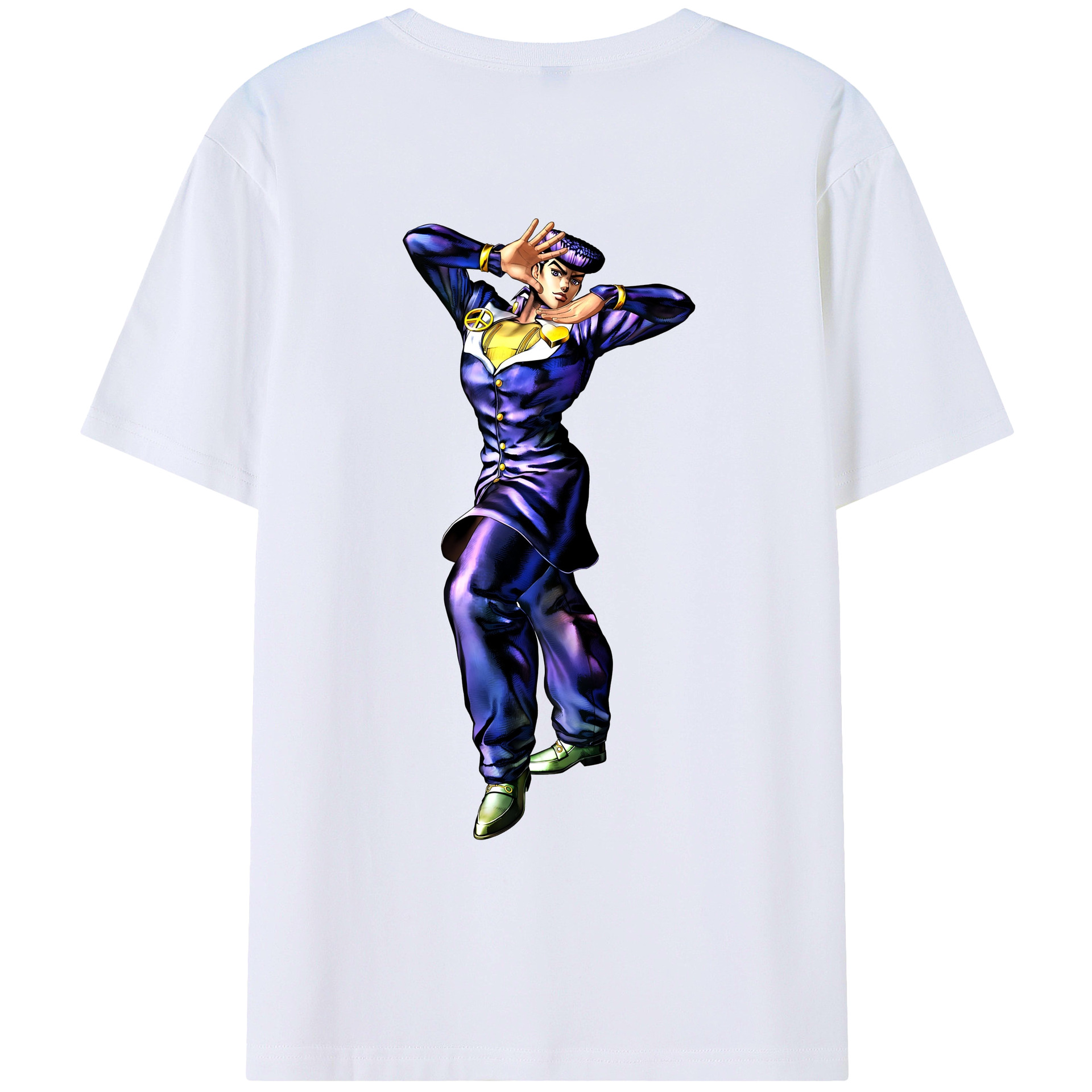 （画像用） ジョジョの奇妙な冒険 ひがしかた じょうすけ JoJo's Bizarre Adventure Higashikata Josuke レディース半袖Tシャツ(バックプリント)