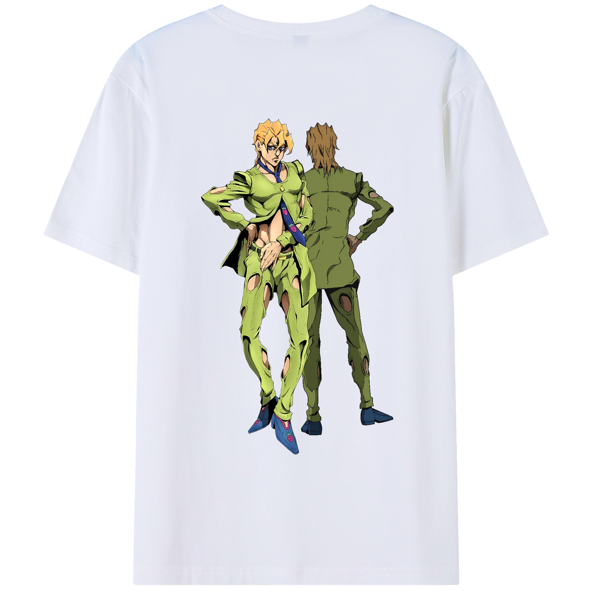 （画像用） ジョジョの奇妙な冒険 パンナコッタ?フー JoJo's Bizarre Adventure Pannacotta Fugo レディース半袖Tシャツ(バックプリント)