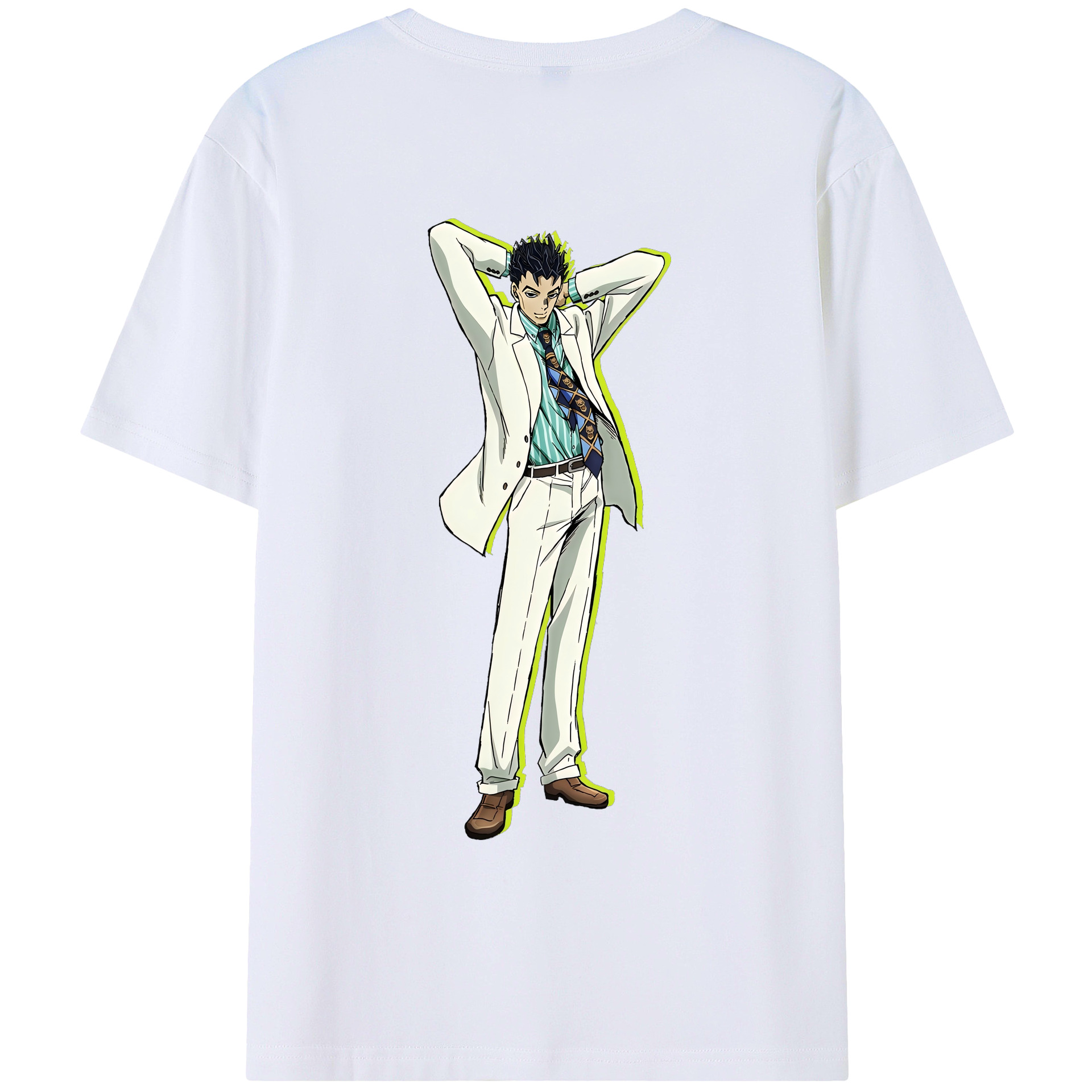 （画像用） ジョジョの奇妙な冒険 きら よしかげ JoJo's Bizarre Adventure Kira Yoshikage レディース半袖Tシャツ(バックプリント)