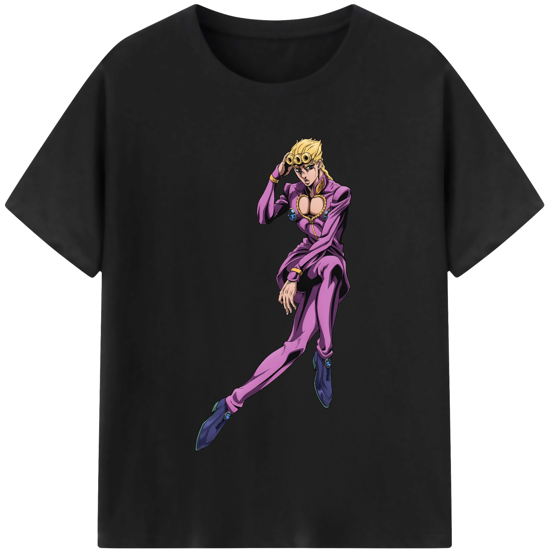 （画像用） ジョジョの奇妙な冒険 ジョルノ?ジョバァーナ JoJo's Bizarre Adventure Giorno Giovanna レディースカジュアルプリントTシャツ（綿100％）