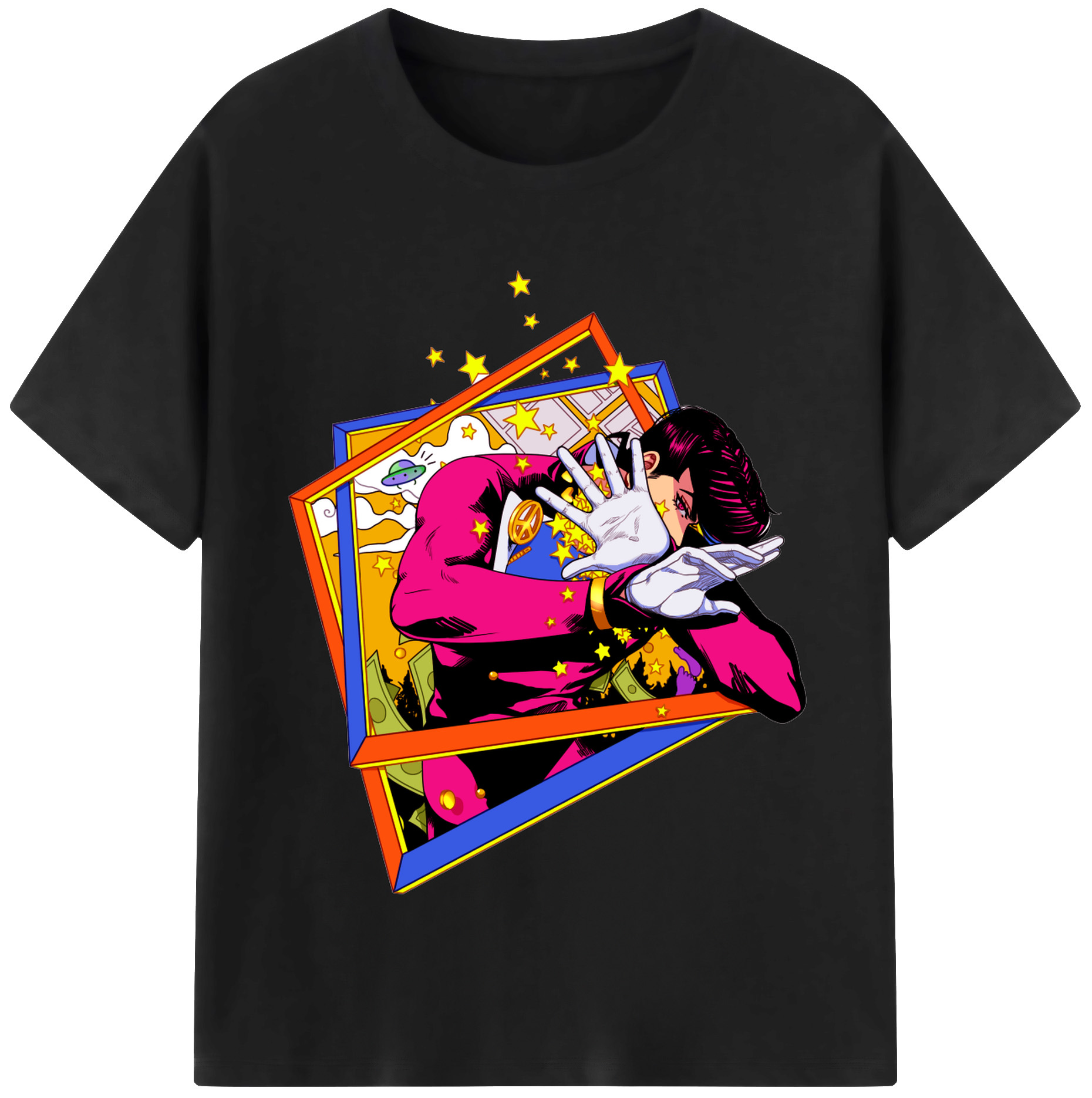 （画像用） ジョジョの奇妙な冒険 ひがしかた じょうすけ JoJo's Bizarre Adventure Higashikata Josuke レディースカジュアルプリントTシャツ（綿100％）