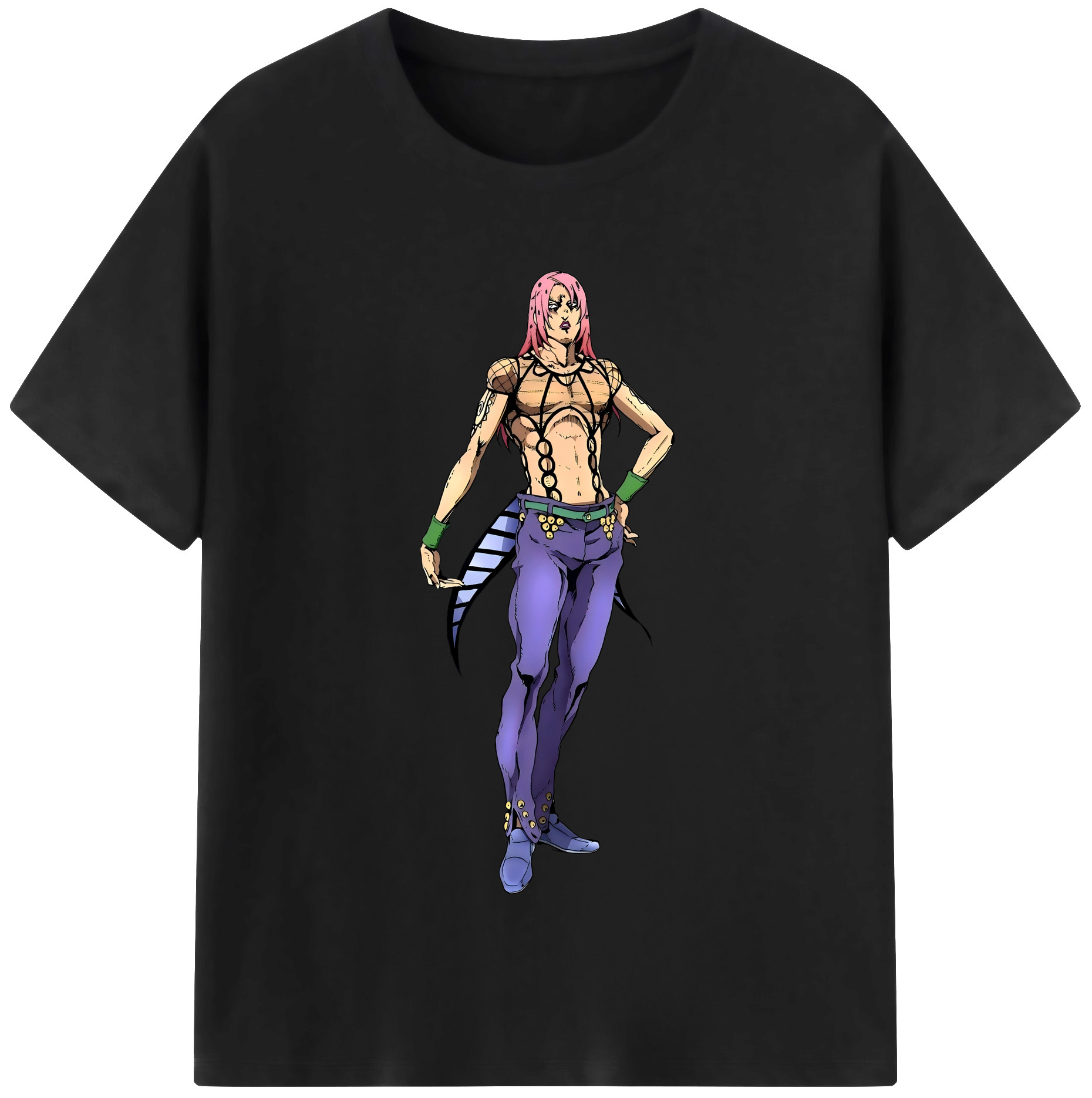 （画像用） ジョジョの奇妙な冒険 ビネガー?ドッピオ JoJo's Bizarre Adventure Vinegar Doppio レディースカジュアルプリントTシャツ（綿100％）