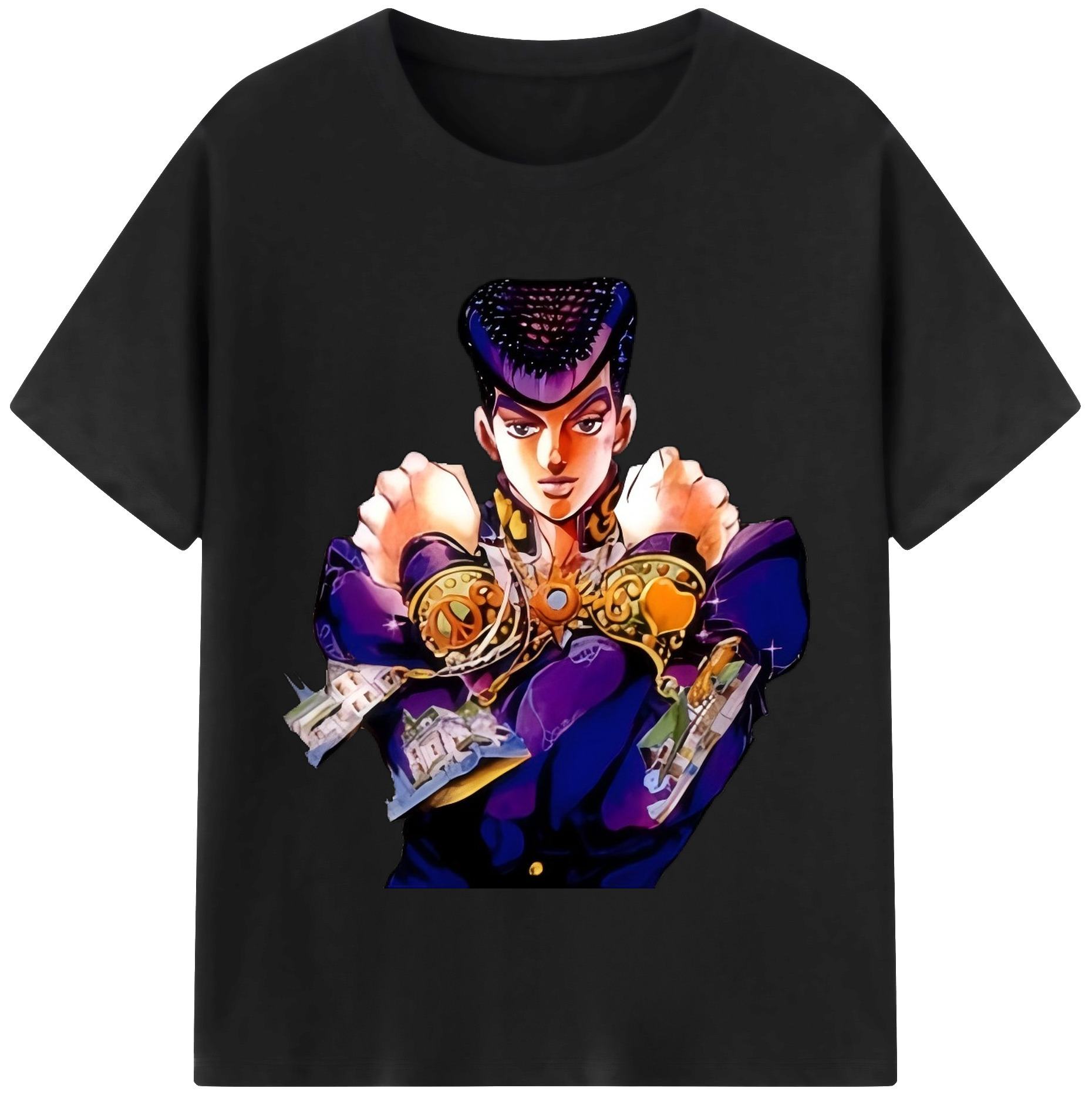（画像用） ジョジョの奇妙な冒険 ひがしかた じょうすけ JoJo's Bizarre Adventure Higashikata Josuke レディースカジュアルプリントTシャツ（綿100％）