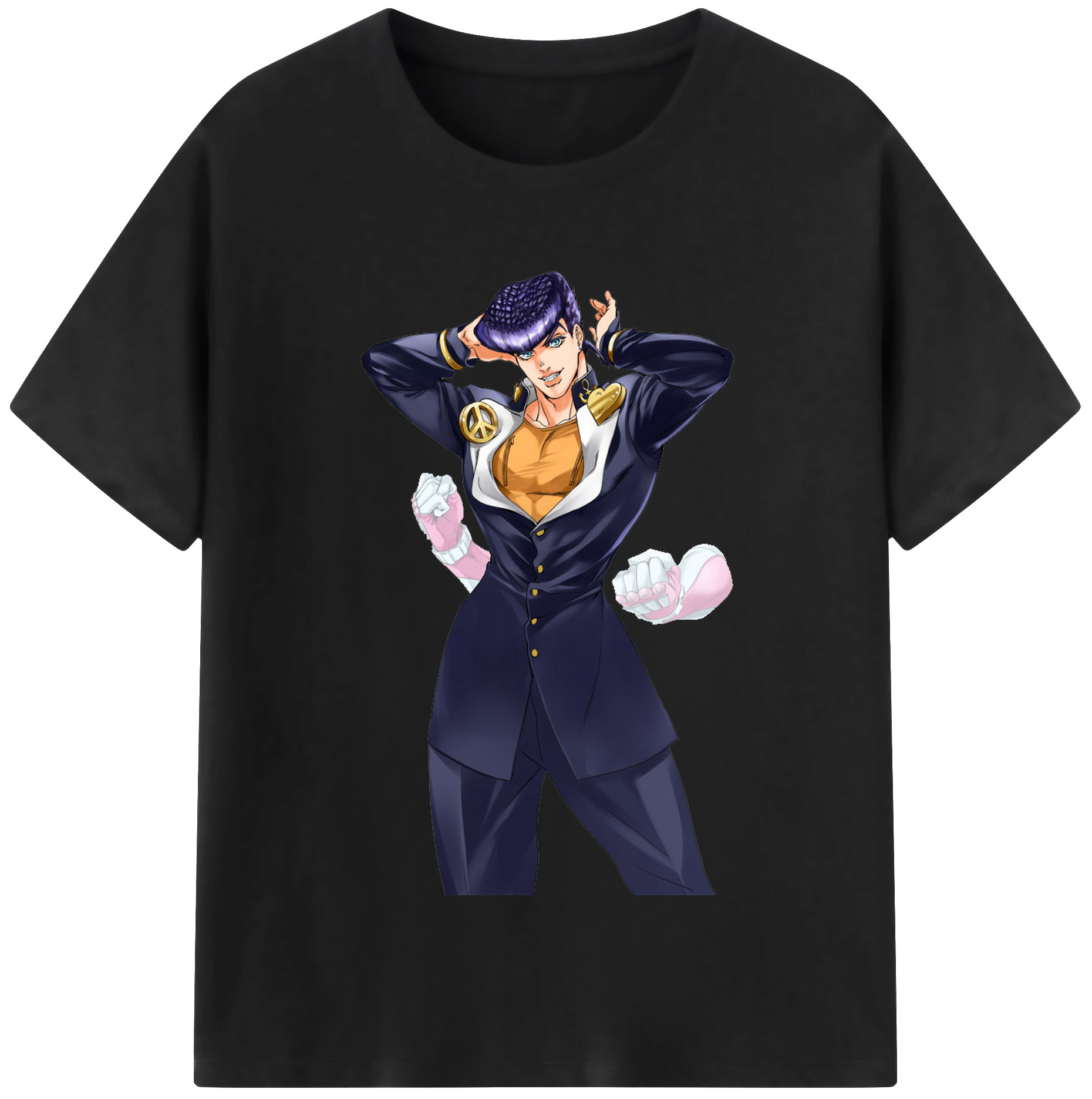 （画像用） ジョジョの奇妙な冒険 ひがしかた じょうすけ JoJo's Bizarre Adventure Higashikata Josuke レディースカジュアルプリントTシャツ（綿100％）