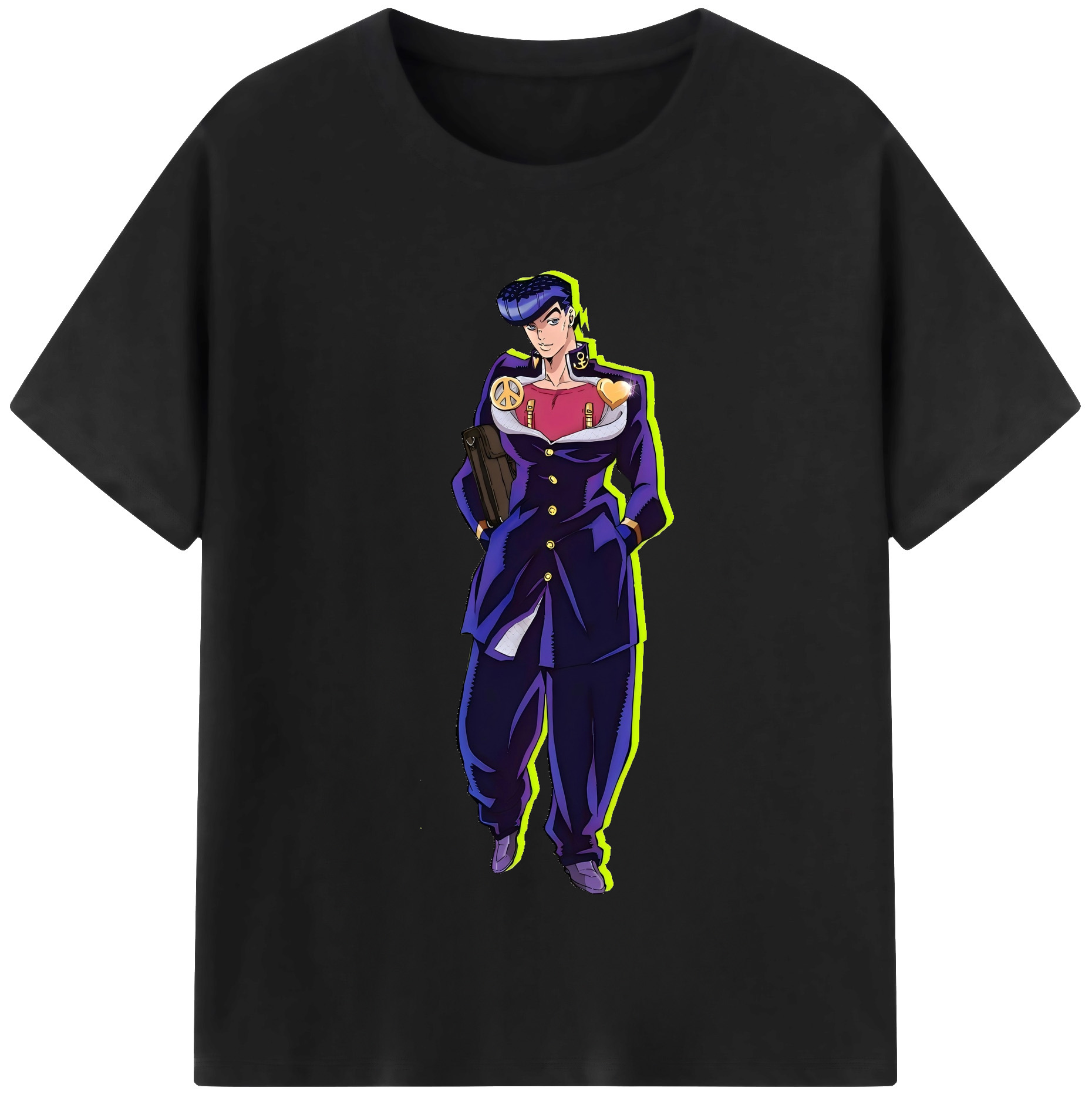 （画像用） ジョジョの奇妙な冒険 ひがしかた じょうすけ JoJo's Bizarre Adventure Higashikata Josuke レディースカジュアルプリントTシャツ（綿100％）