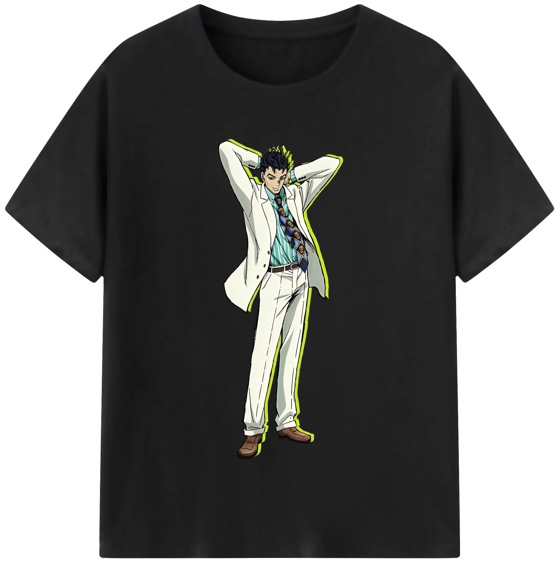 （画像用） ジョジョの奇妙な冒険 きら よしかげ JoJo's Bizarre Adventure Kira Yoshikage レディースカジュアルプリントTシャツ（綿100％）