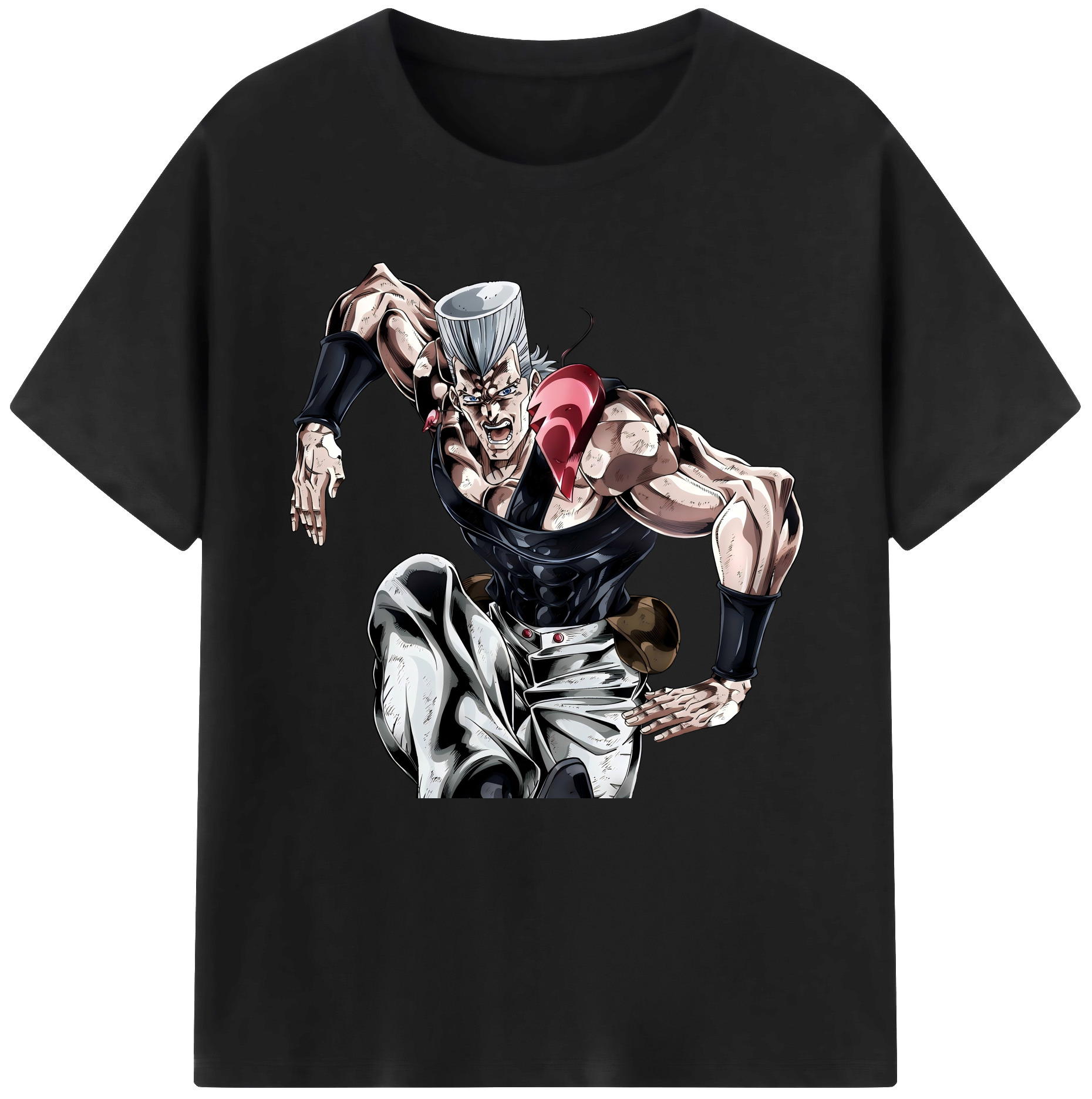 （画像用） ジョジョの奇妙な冒険 ジャン＝ピエール?ポルナレフ JoJo's Bizarre Adventure Jan Pierre Polnareff レディースカジュアルプリントTシャツ（綿100％）