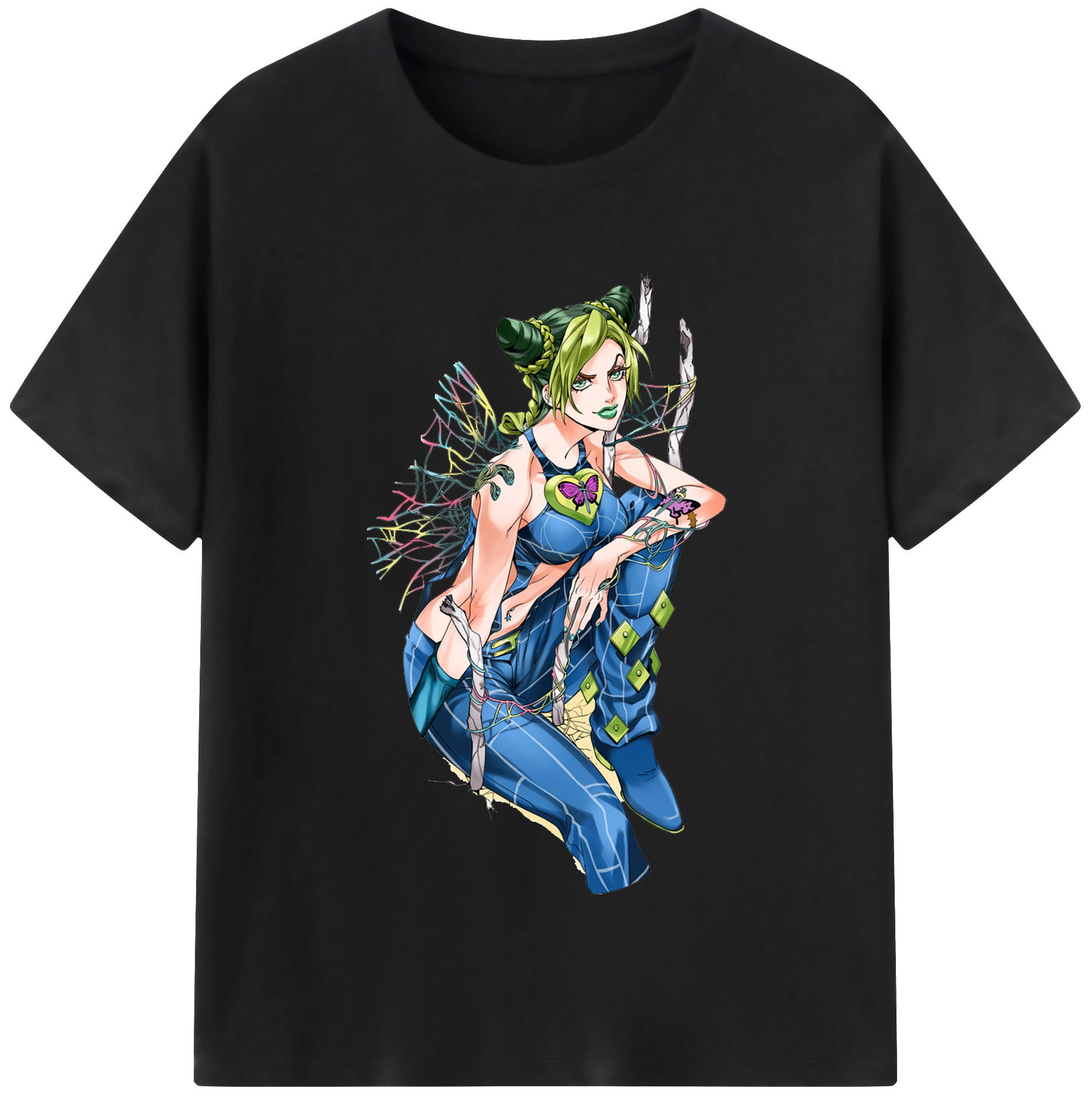（画像用） "ジョジョの奇妙な冒険 くうじょう ジョリーン JoJo's Bizarre Adventure Jolyne Cujoh " レディースカジュアルプリントTシャツ（綿100％）