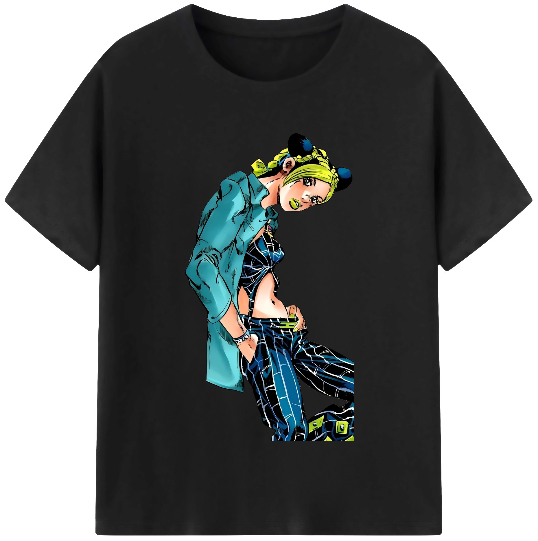 （画像用） "ジョジョの奇妙な冒険 くうじょう ジョリーン JoJo's Bizarre Adventure Jolyne Cujoh " レディースカジュアルプリントTシャツ（綿100％）