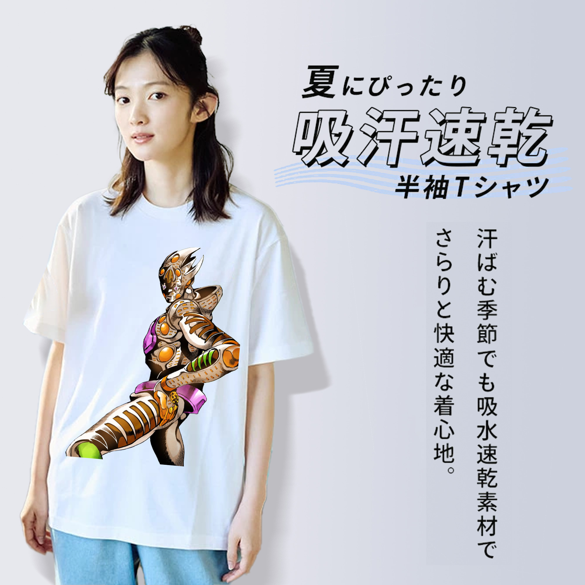ジョジョの奇妙な冒険 ジョルノ?ジョバァーナ JoJo's Bizarre Adventure Giorno Giovanna レディースカジュアルプリントTシャツ（綿100％）