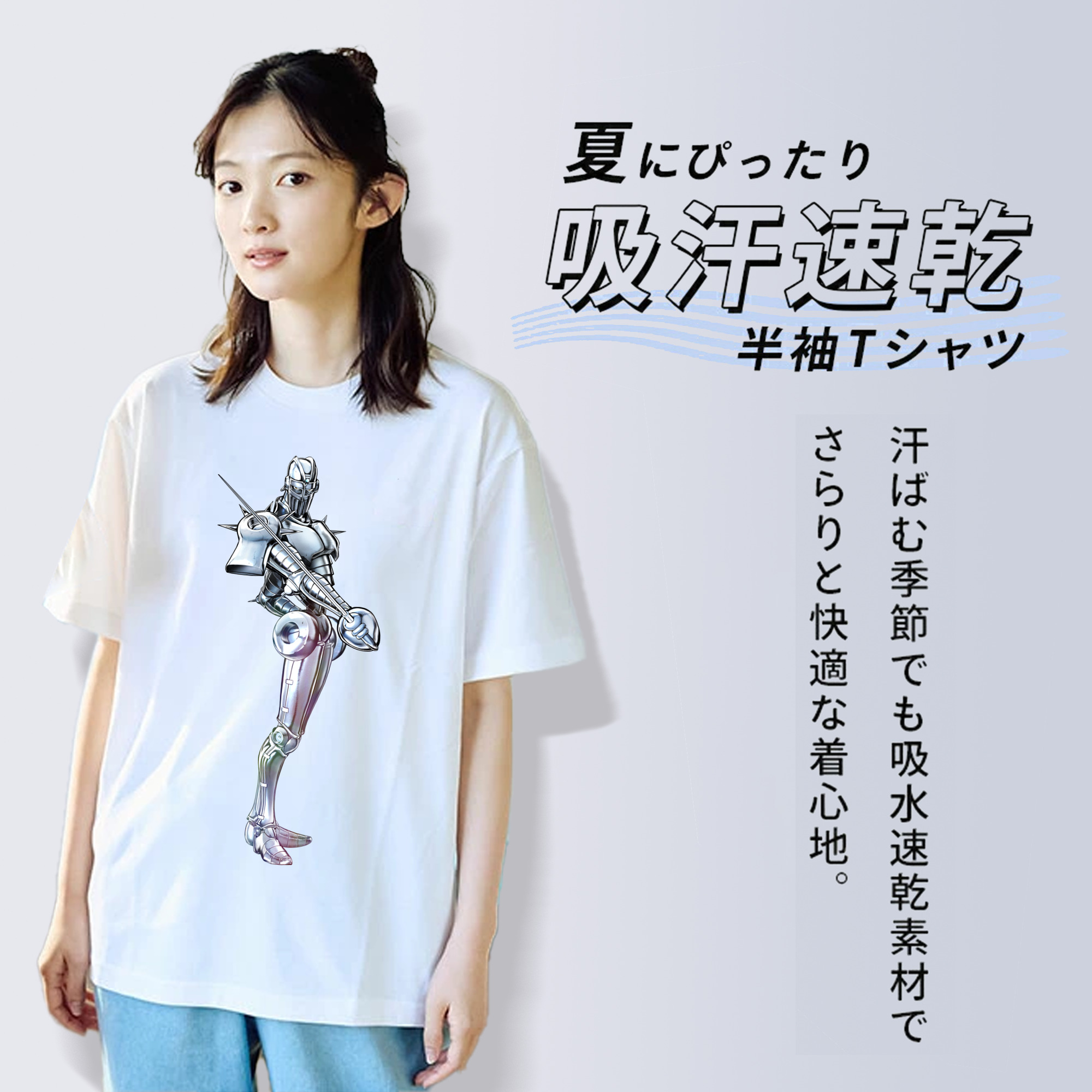 ジョジョの奇妙な冒険 ジャン＝ピエール?ポルナレフ JoJo's Bizarre Adventure Jan Pierre Polnareff レディースカジュアルプリントTシャツ（綿100％）