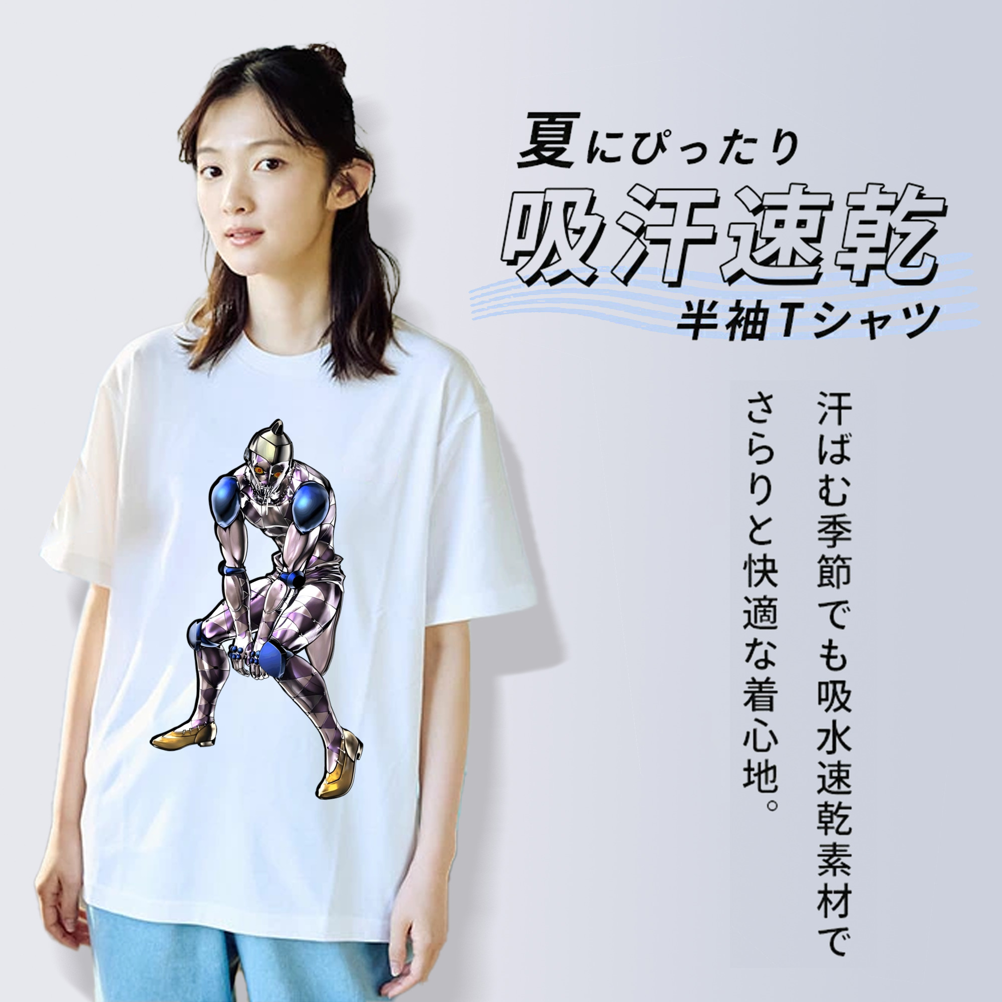 ジョジョの奇妙な冒険 JoJo's Bizarre Adventure レディースカジュアルプリントTシャツ（綿100％）