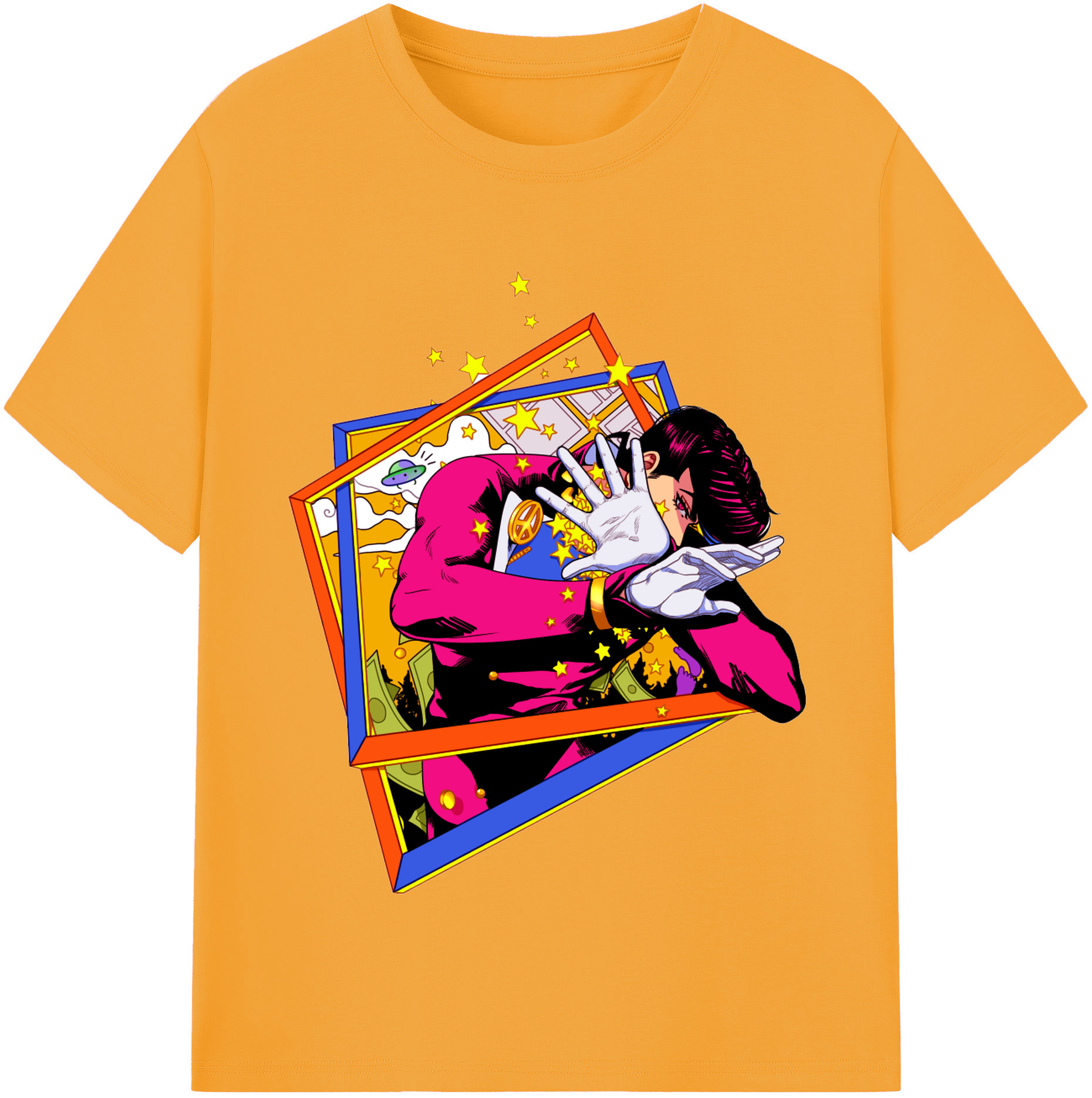 （画像用） ジョジョの奇妙な冒険 ひがしかた じょうすけ JoJo's Bizarre Adventure Higashikata Josuke レディースカジュアルプリントTシャツ（綿100％）