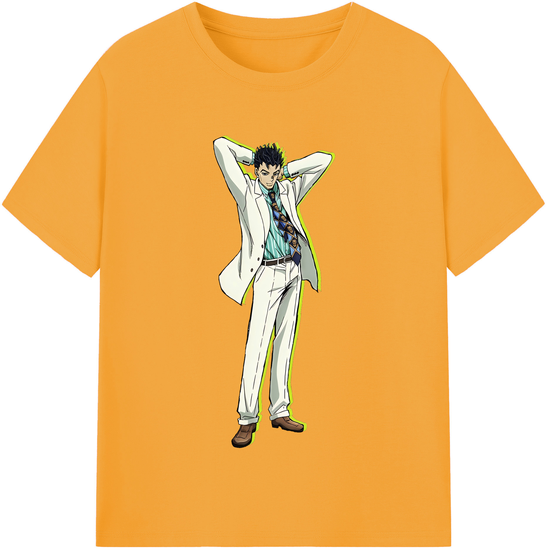 （画像用） ジョジョの奇妙な冒険 きら よしかげ JoJo's Bizarre Adventure Kira Yoshikage レディースカジュアルプリントTシャツ（綿100％）