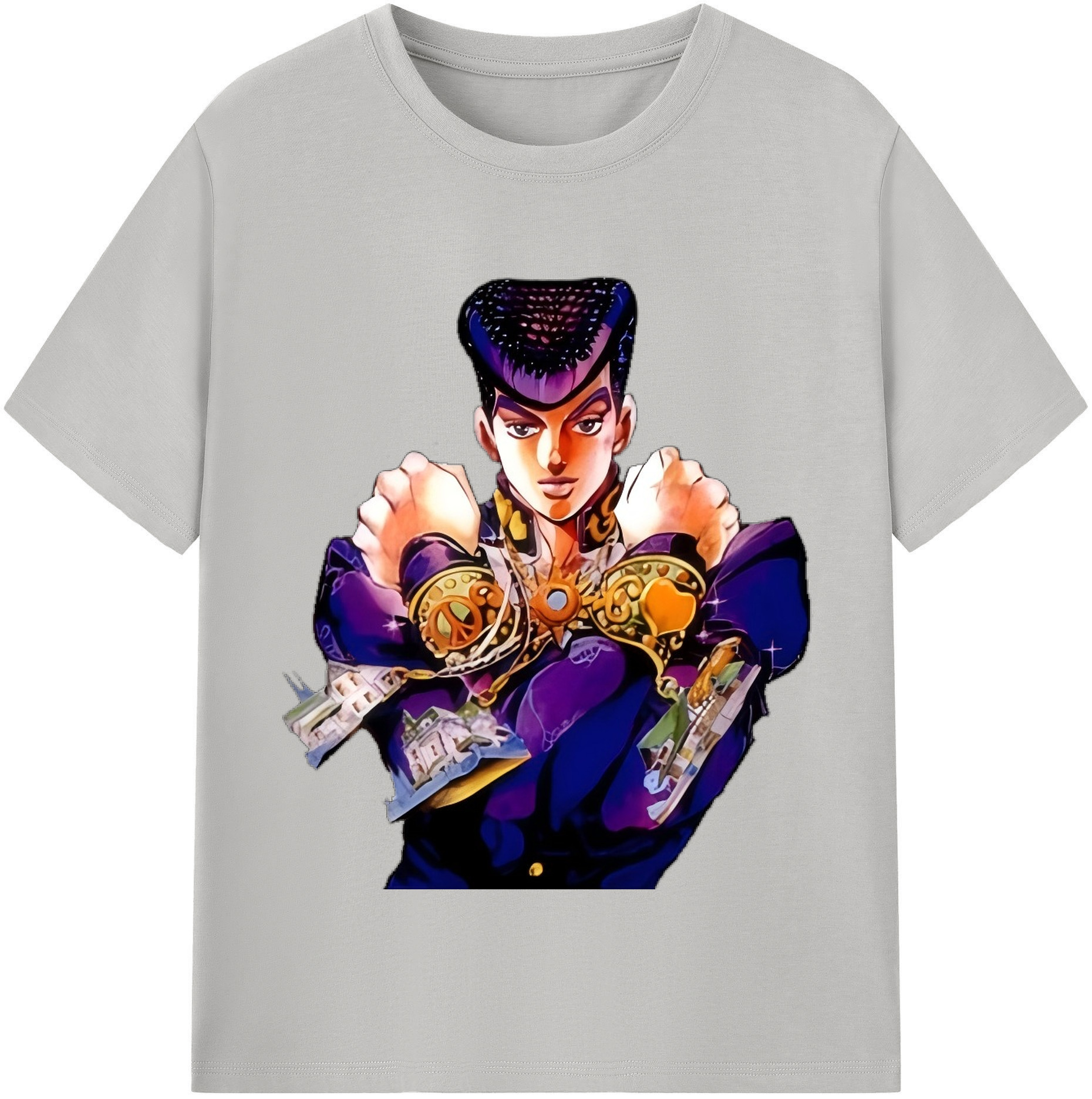 （画像用） ジョジョの奇妙な冒険 ひがしかた じょうすけ JoJo's Bizarre Adventure Higashikata Josuke レディースカジュアルプリントTシャツ（綿100％）