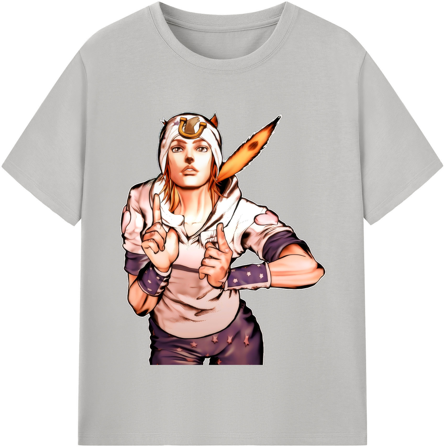（画像用） ジョジョの奇妙な冒険 ジョナサン?ジョースター JoJo's Bizarre Adventure Jonathan Joestar レディースカジュアルプリントTシャツ（綿100％）