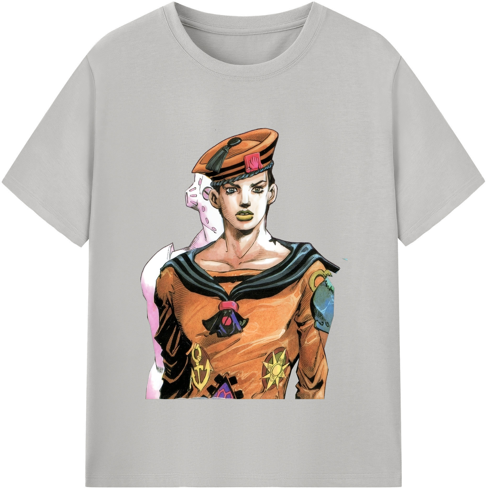 （画像用） ジョジョの奇妙な冒険 東方定助 JoJo's Bizarre Adventure Higashikata Josuke レディースカジュアルプリントTシャツ（綿100％）