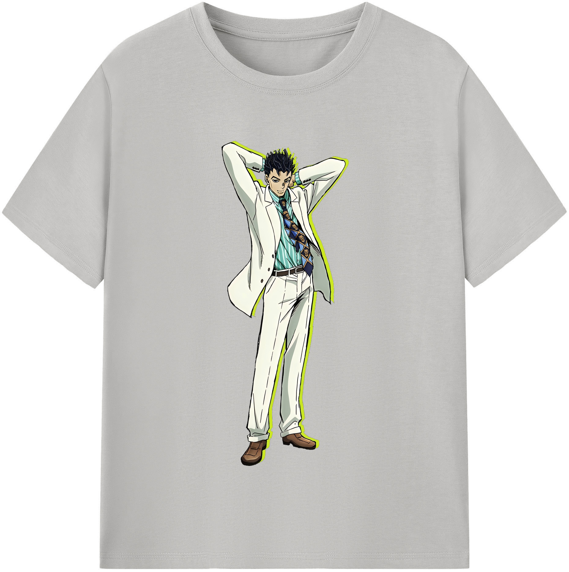 （画像用） ジョジョの奇妙な冒険 きら よしかげ JoJo's Bizarre Adventure Kira Yoshikage レディースカジュアルプリントTシャツ（綿100％）