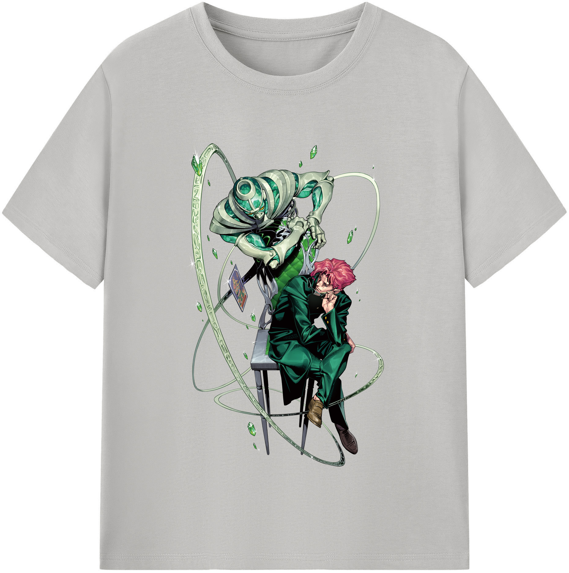 （画像用） ジョジョの奇妙な冒険 花京院 典明（かきょういん のりあき） JoJo's Bizarre Adventure Kakyoin Noriaki レディースカジュアルプリントTシャツ（綿100％）