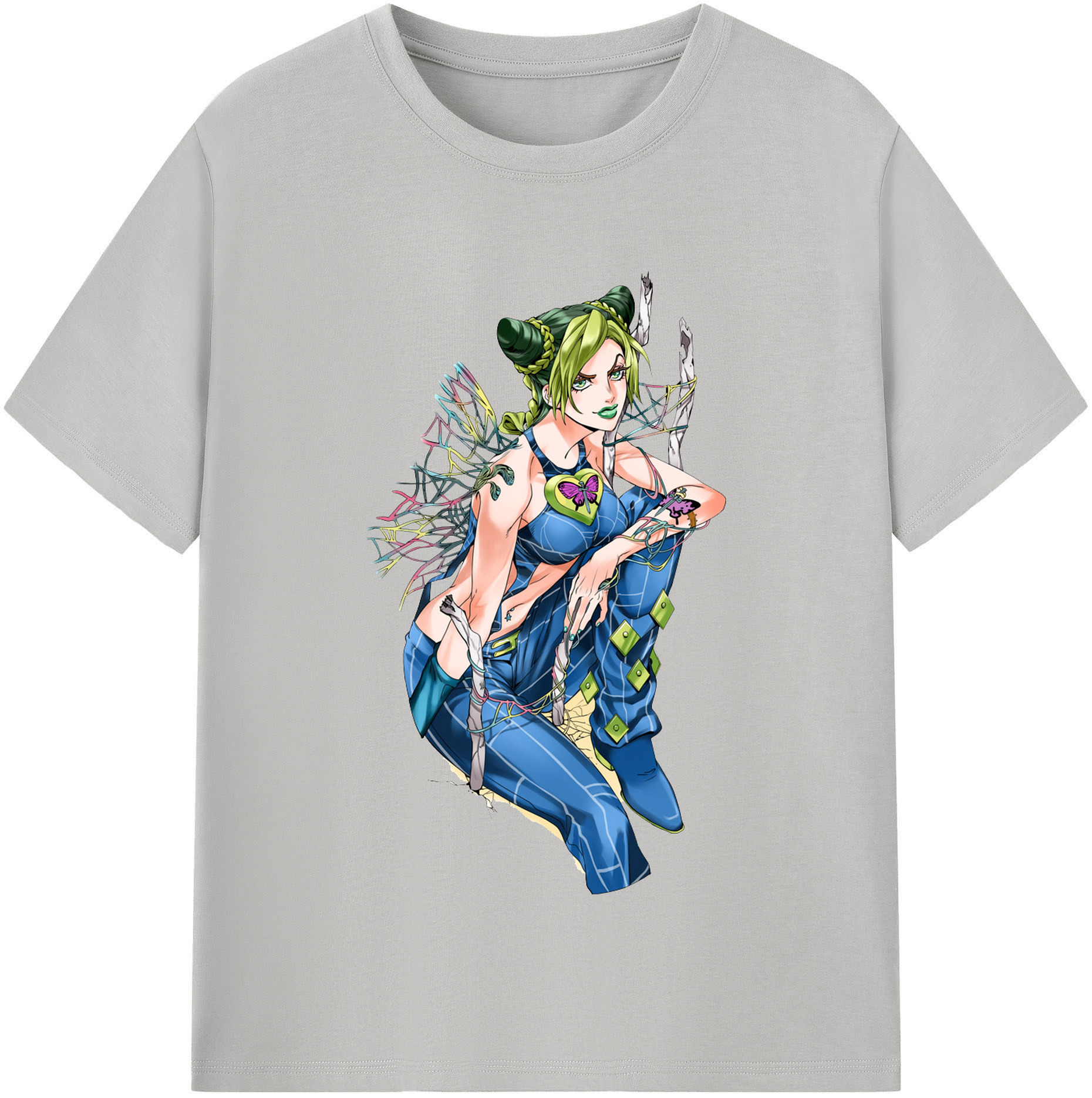 （画像用） "ジョジョの奇妙な冒険 くうじょう ジョリーン JoJo's Bizarre Adventure Jolyne Cujoh " レディースカジュアルプリントTシャツ（綿100％）