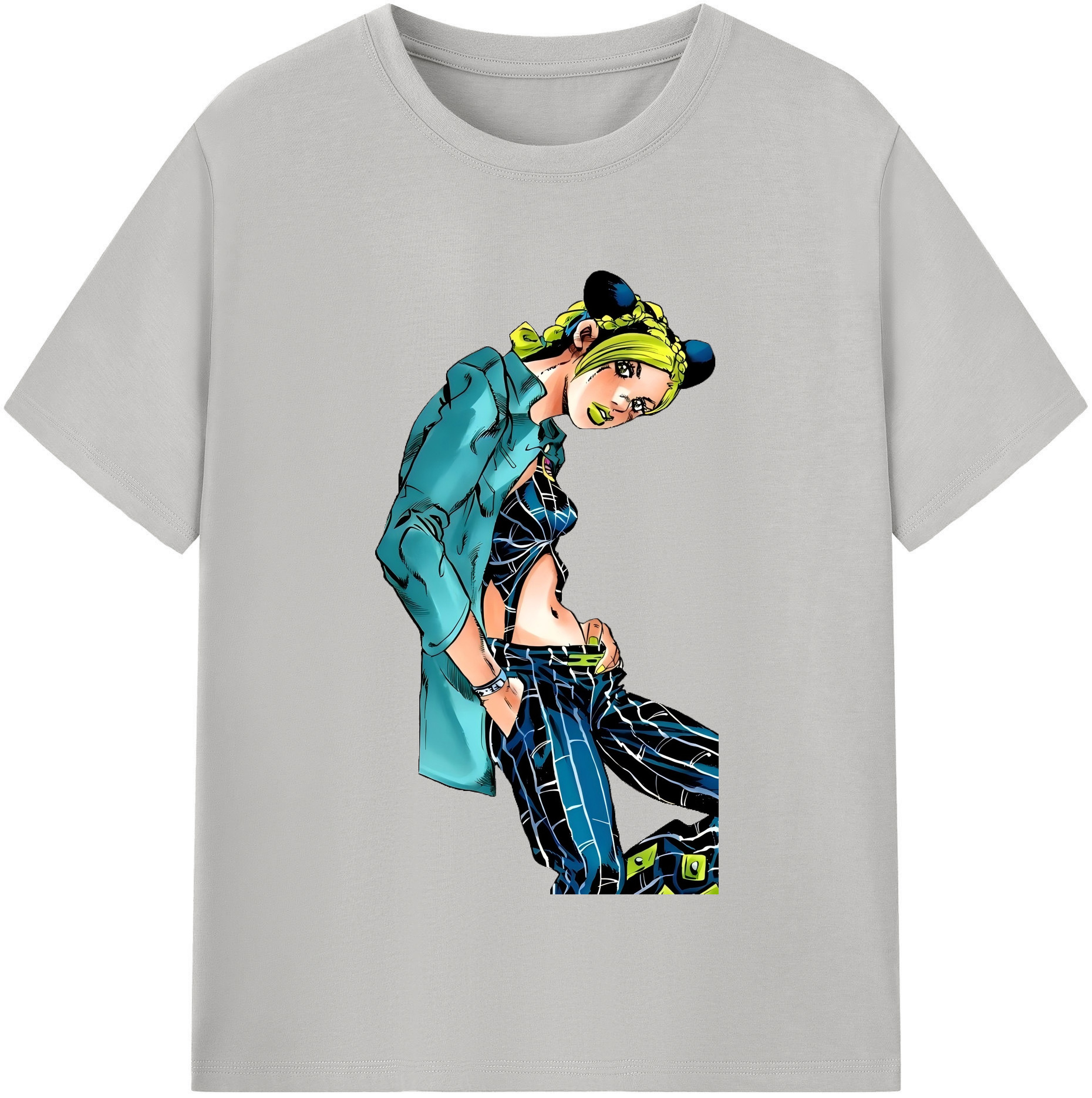 （画像用） "ジョジョの奇妙な冒険 くうじょう ジョリーン JoJo's Bizarre Adventure Jolyne Cujoh " レディースカジュアルプリントTシャツ（綿100％）