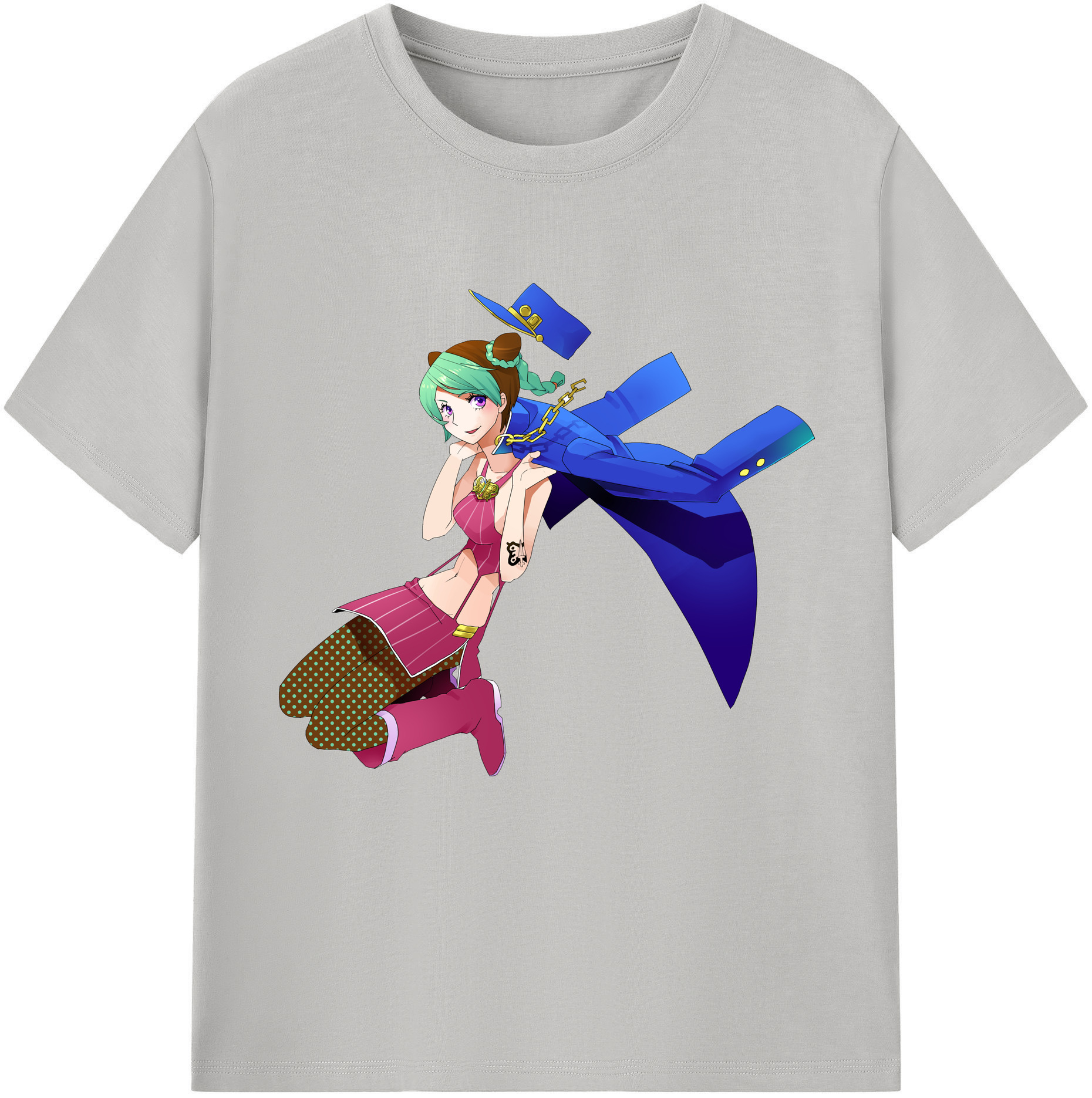 （画像用） "ジョジョの奇妙な冒険 くうじょう ジョリーン JoJo's Bizarre Adventure Jolyne Cujoh " レディースカジュアルプリントTシャツ（綿100％）