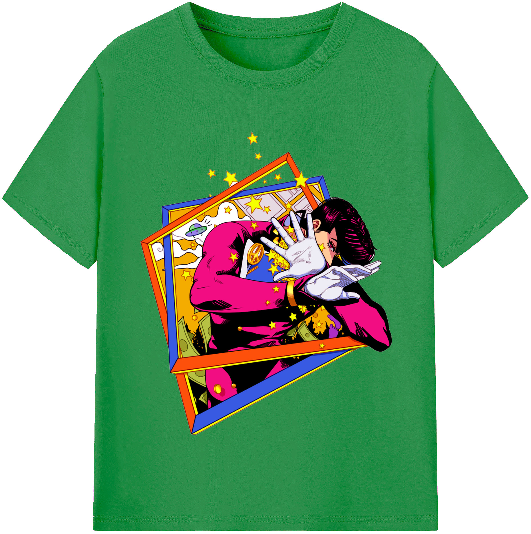 （画像用） ジョジョの奇妙な冒険 ひがしかた じょうすけ JoJo's Bizarre Adventure Higashikata Josuke レディースカジュアルプリントTシャツ（綿100％）