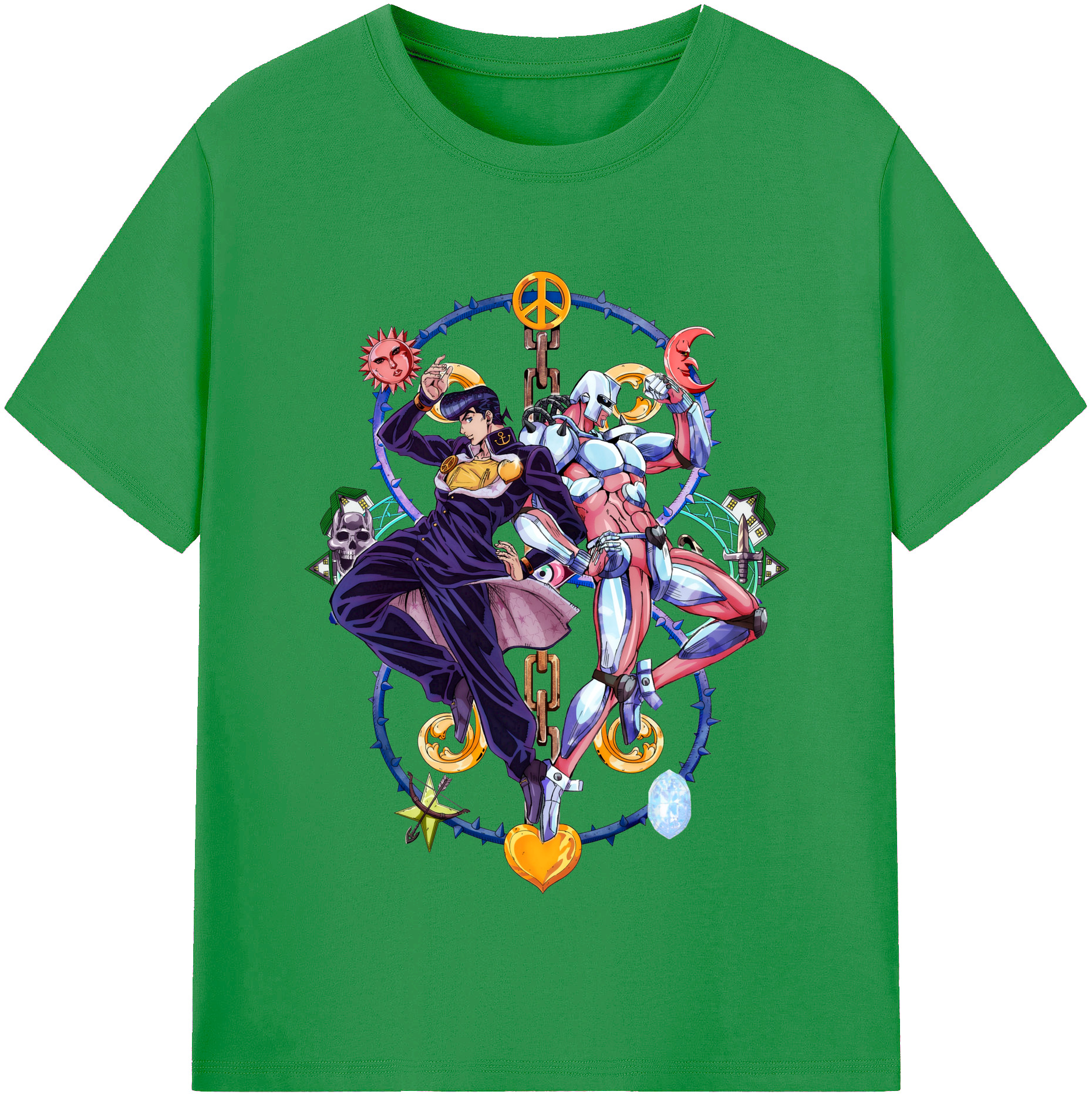 （画像用） ジョジョの奇妙な冒険 ひがしかた じょうすけ JoJo's Bizarre Adventure Higashikata Josuke レディースカジュアルプリントTシャツ（綿100％）
