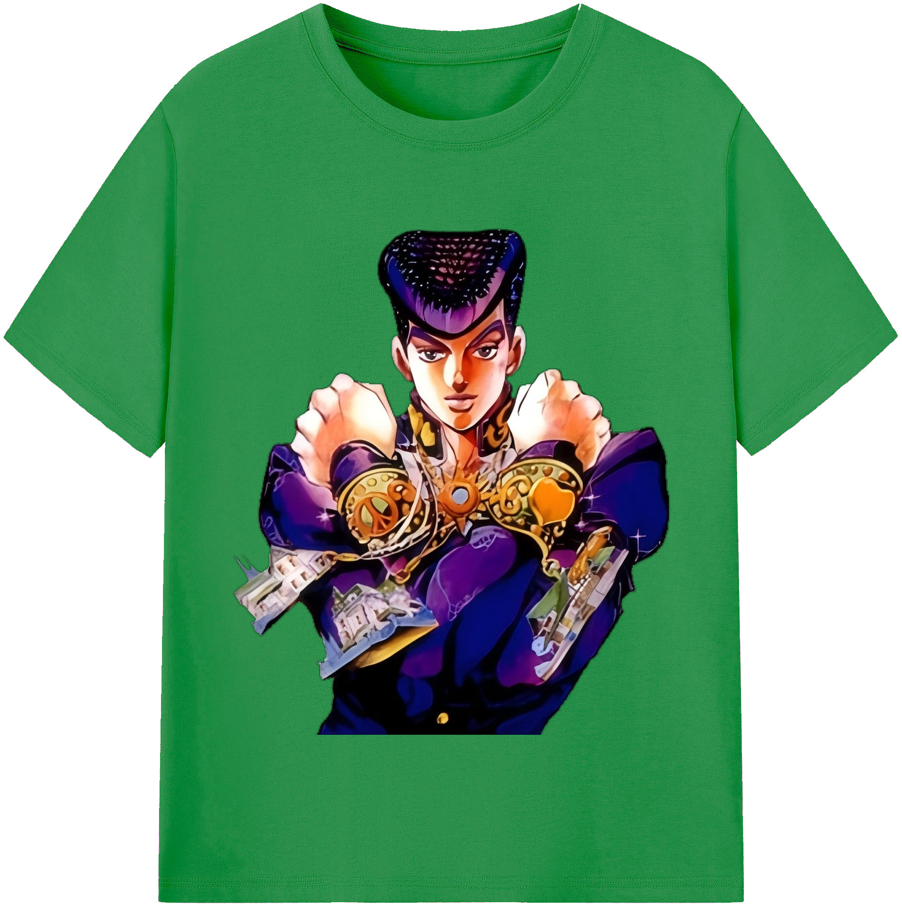 （画像用） ジョジョの奇妙な冒険 ひがしかた じょうすけ JoJo's Bizarre Adventure Higashikata Josuke レディースカジュアルプリントTシャツ（綿100％）