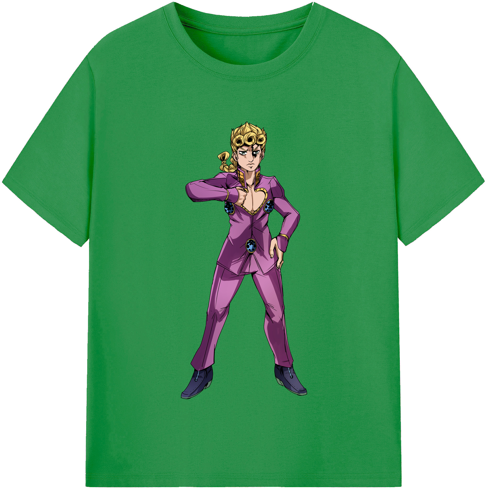 （画像用） ジョジョの奇妙な冒険 ジョルノ?ジョバァーナ JoJo's Bizarre Adventure Giorno Giovanna レディースカジュアルプリントTシャツ（綿100％）