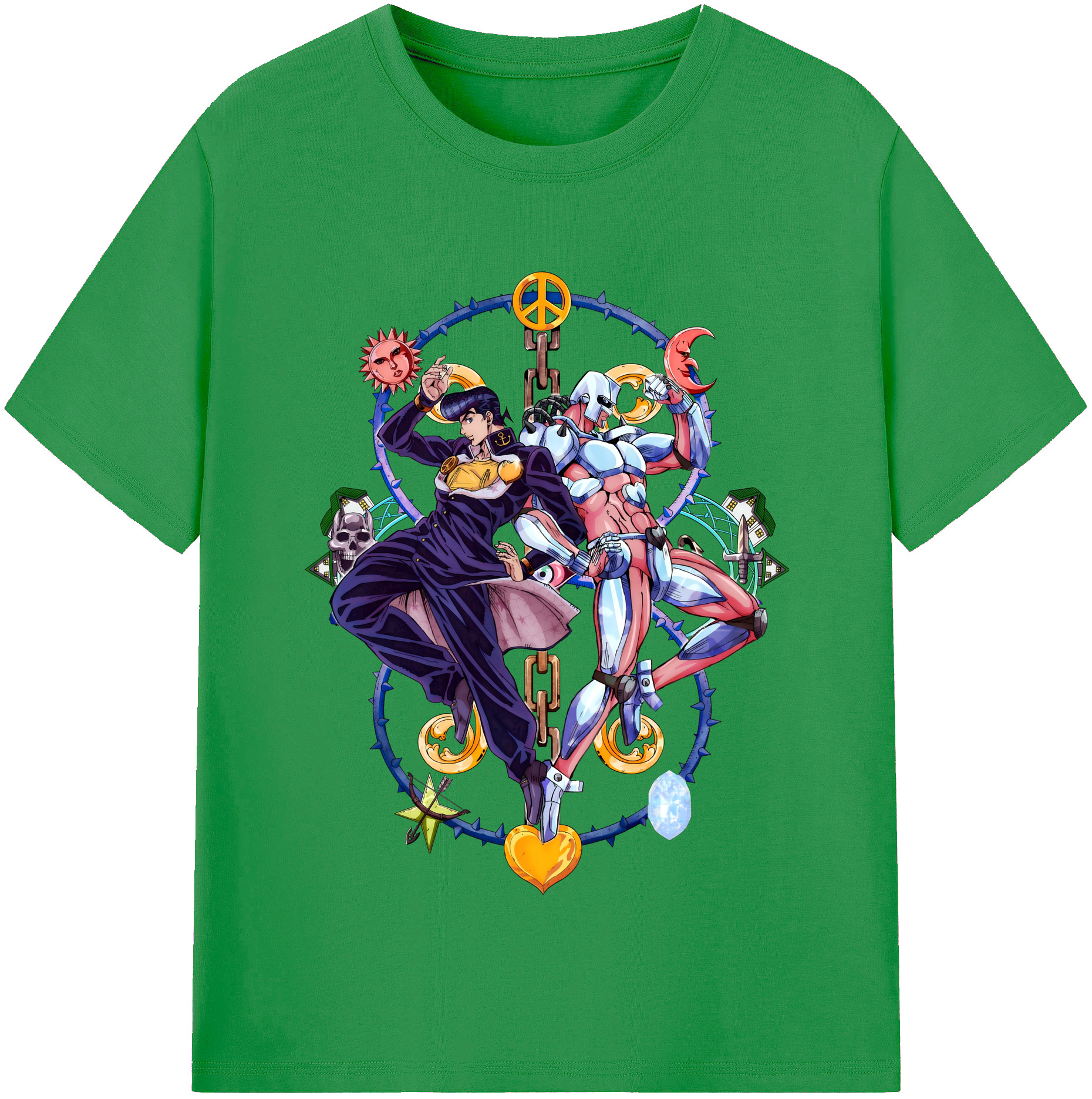（画像用） ジョジョの奇妙な冒険 ひがしかた じょうすけ JoJo's Bizarre Adventure Higashikata Josuke レディースカジュアルプリントTシャツ（綿100％）