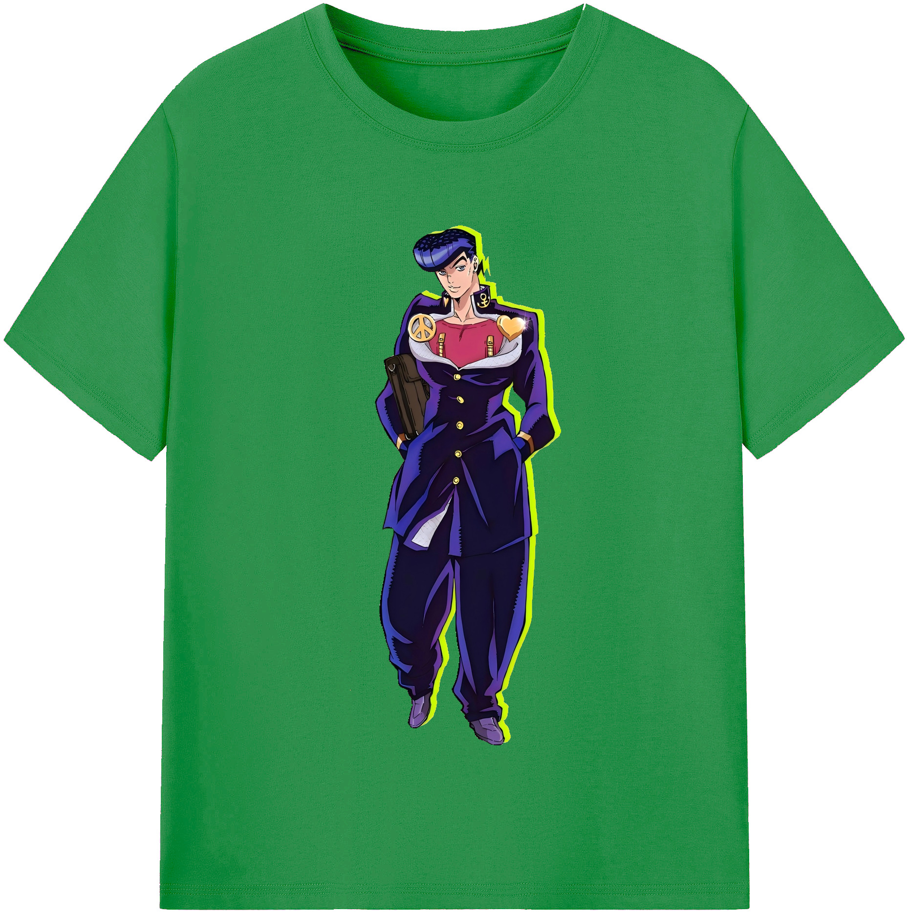 （画像用） ジョジョの奇妙な冒険 ひがしかた じょうすけ JoJo's Bizarre Adventure Higashikata Josuke レディースカジュアルプリントTシャツ（綿100％）