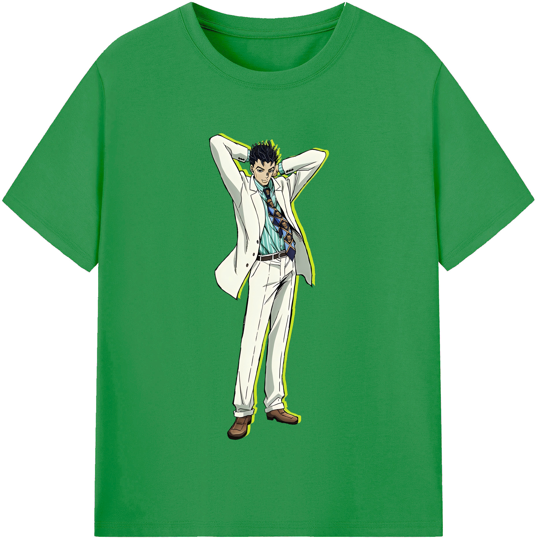 （画像用） ジョジョの奇妙な冒険 きら よしかげ JoJo's Bizarre Adventure Kira Yoshikage レディースカジュアルプリントTシャツ（綿100％）
