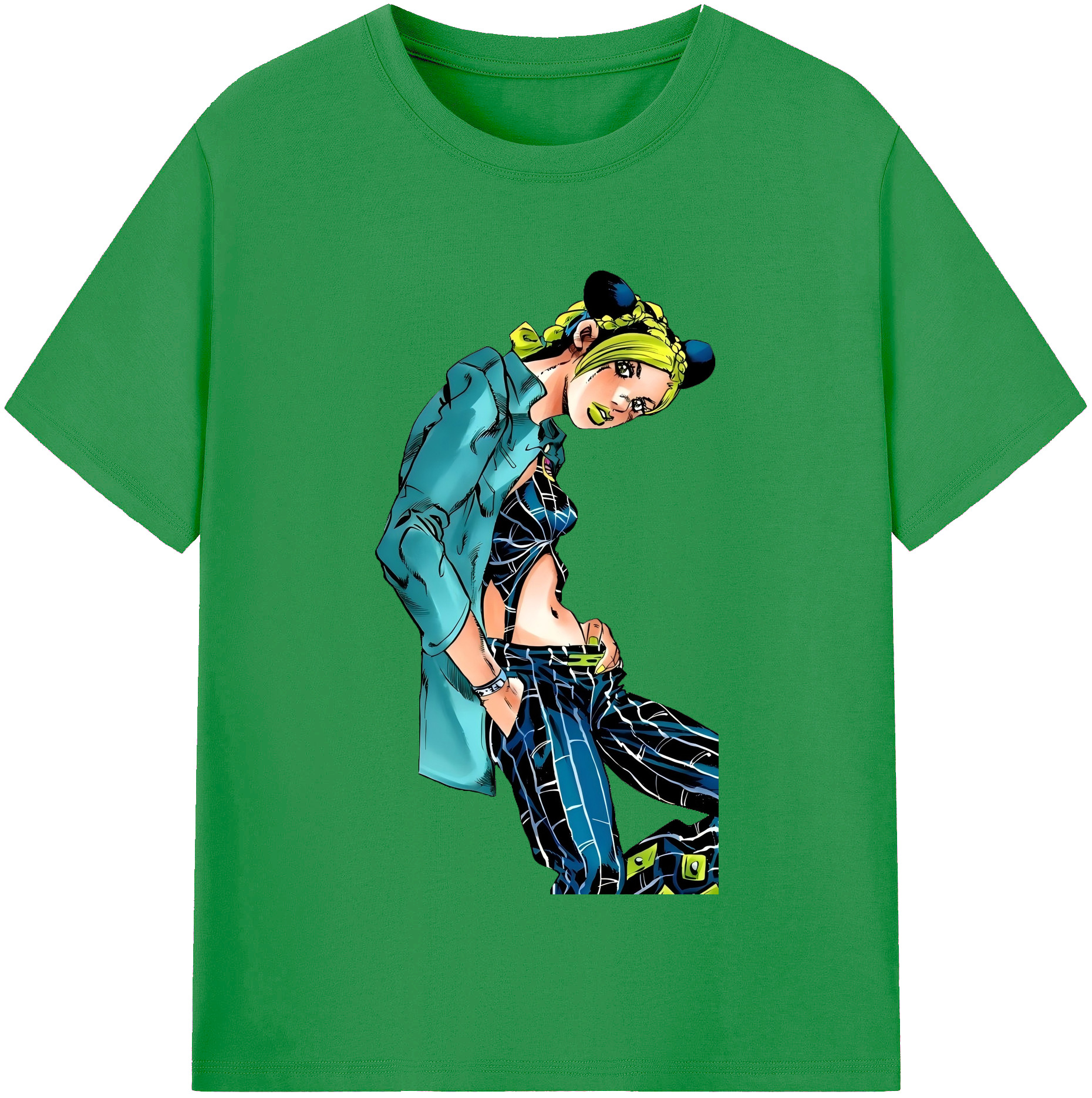 （画像用） "ジョジョの奇妙な冒険 くうじょう ジョリーン JoJo's Bizarre Adventure Jolyne Cujoh " レディースカジュアルプリントTシャツ（綿100％）