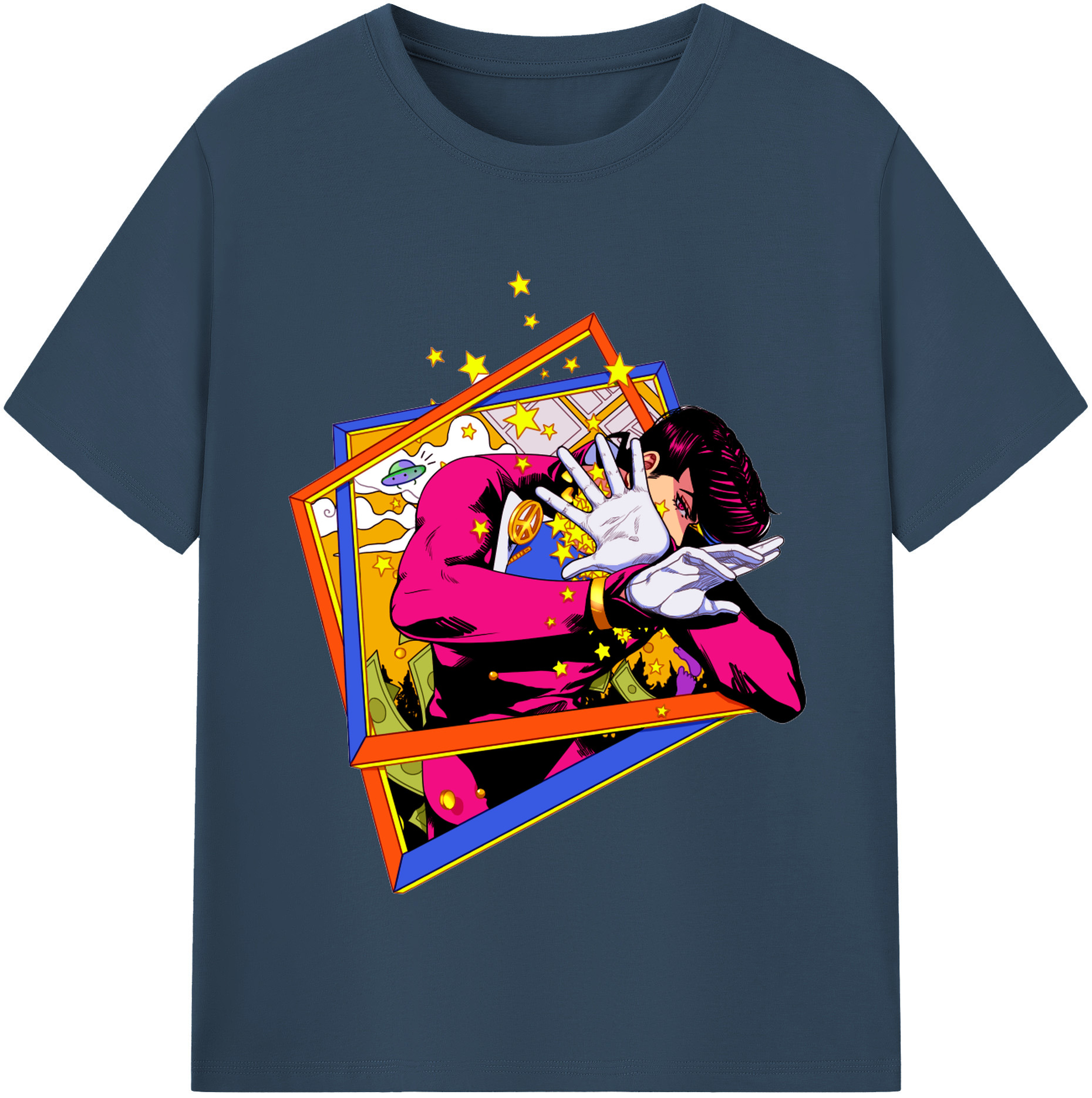 （画像用） ジョジョの奇妙な冒険 ひがしかた じょうすけ JoJo's Bizarre Adventure Higashikata Josuke レディースカジュアルプリントTシャツ（綿100％）