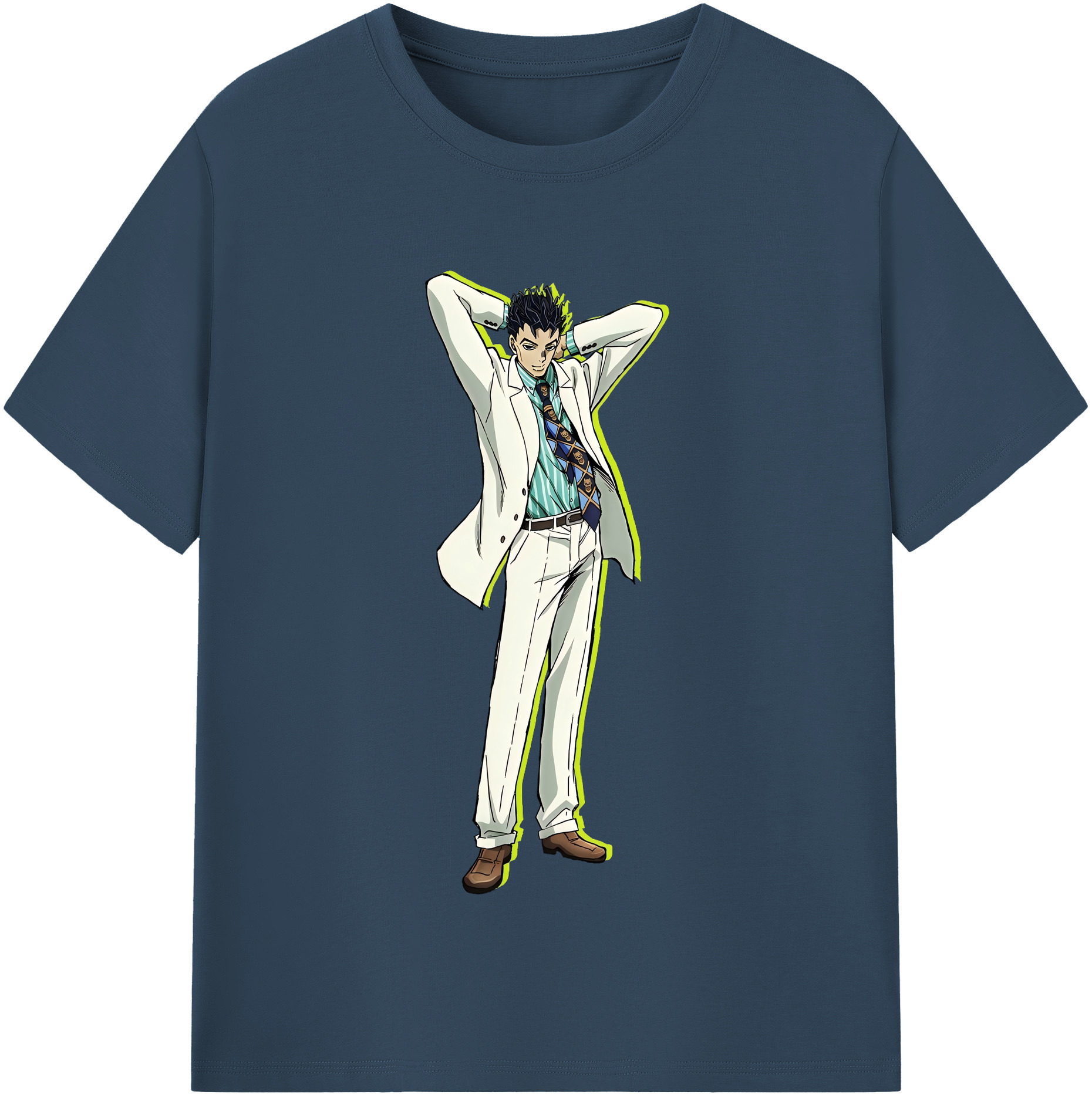 （画像用） ジョジョの奇妙な冒険 きら よしかげ JoJo's Bizarre Adventure Kira Yoshikage レディースカジュアルプリントTシャツ（綿100％）