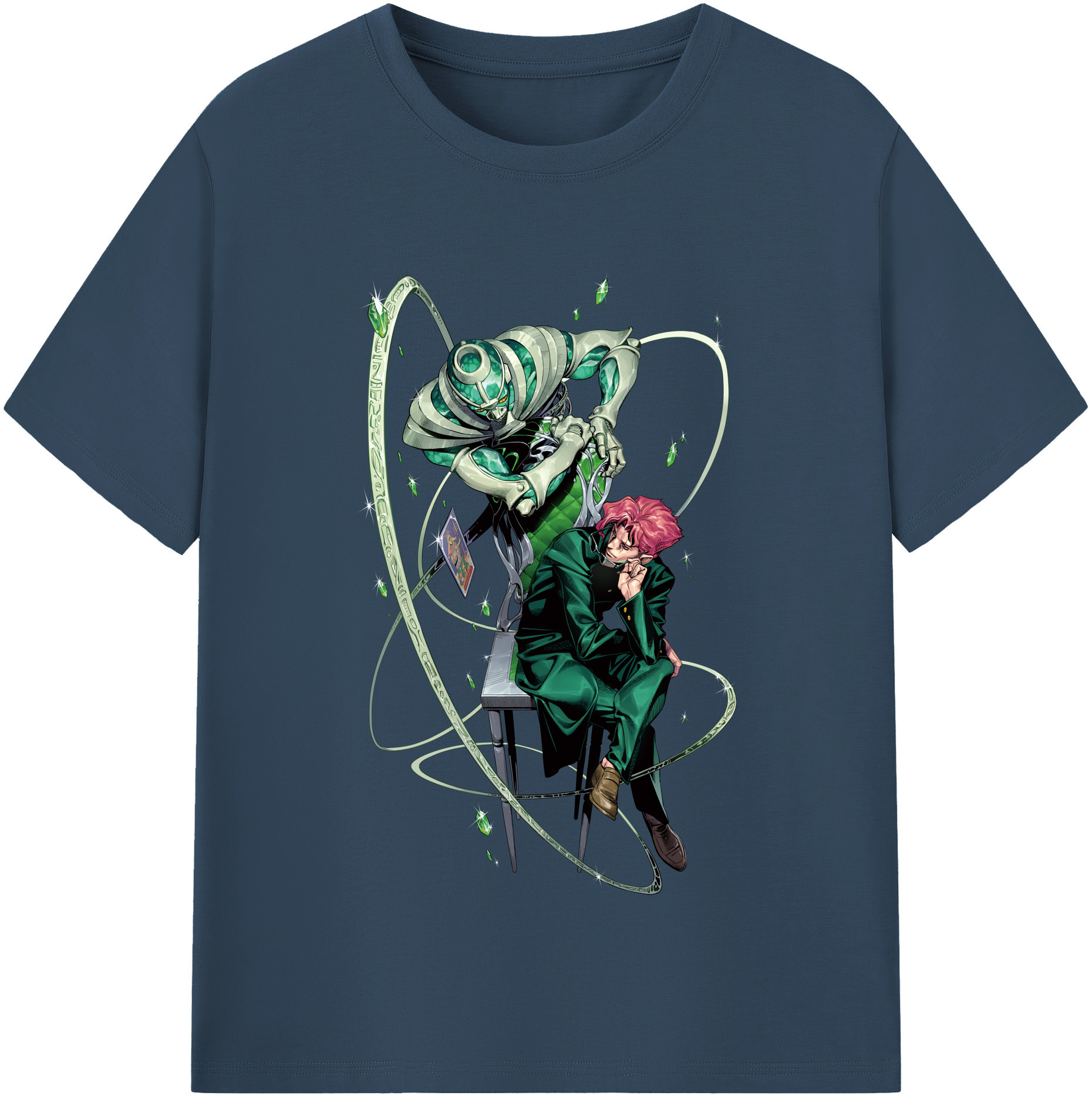 （画像用） ジョジョの奇妙な冒険 花京院 典明（かきょういん のりあき） JoJo's Bizarre Adventure Kakyoin Noriaki レディースカジュアルプリントTシャツ（綿100％）