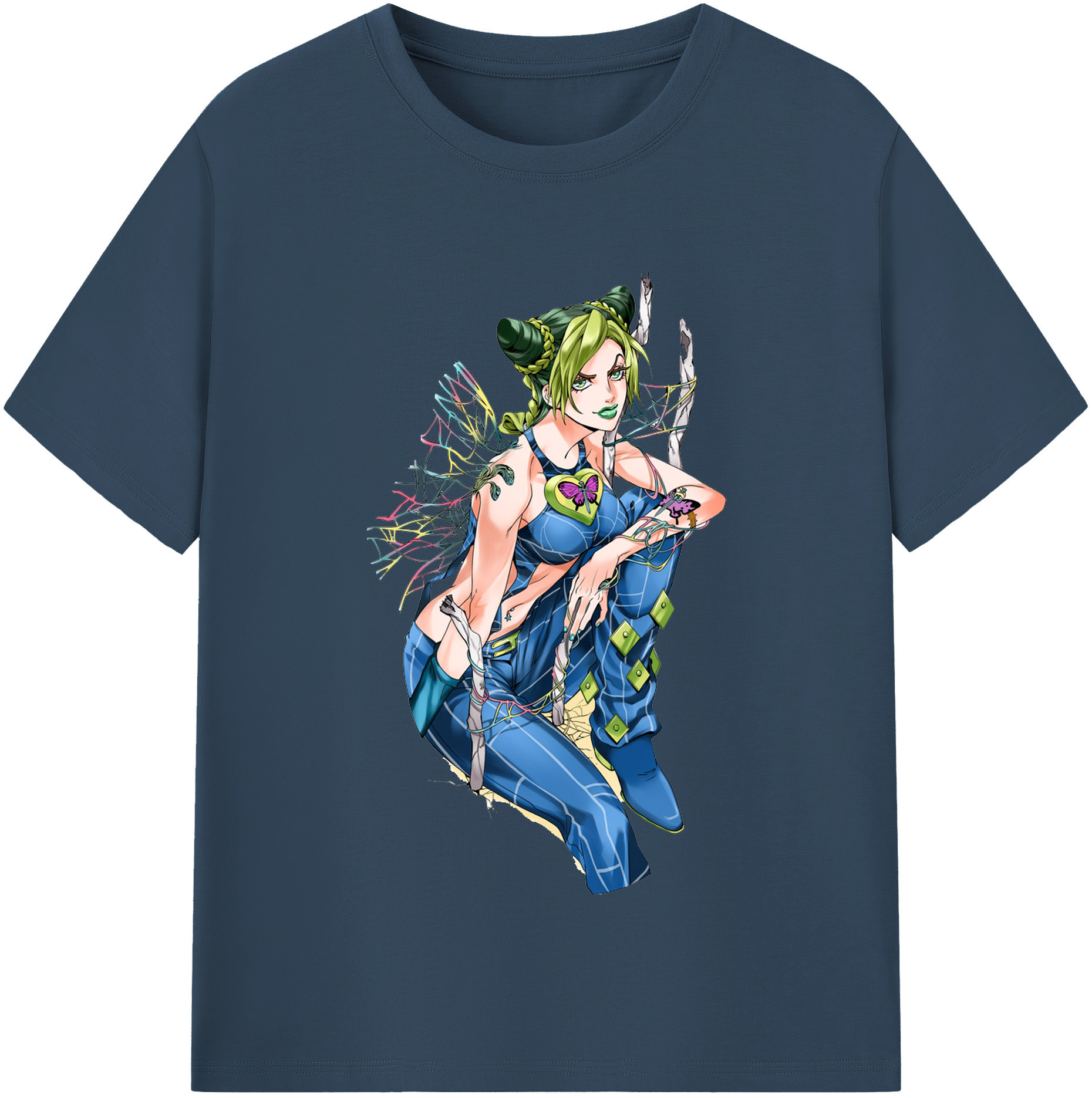 （画像用） "ジョジョの奇妙な冒険 くうじょう ジョリーン JoJo's Bizarre Adventure Jolyne Cujoh " レディースカジュアルプリントTシャツ（綿100％）