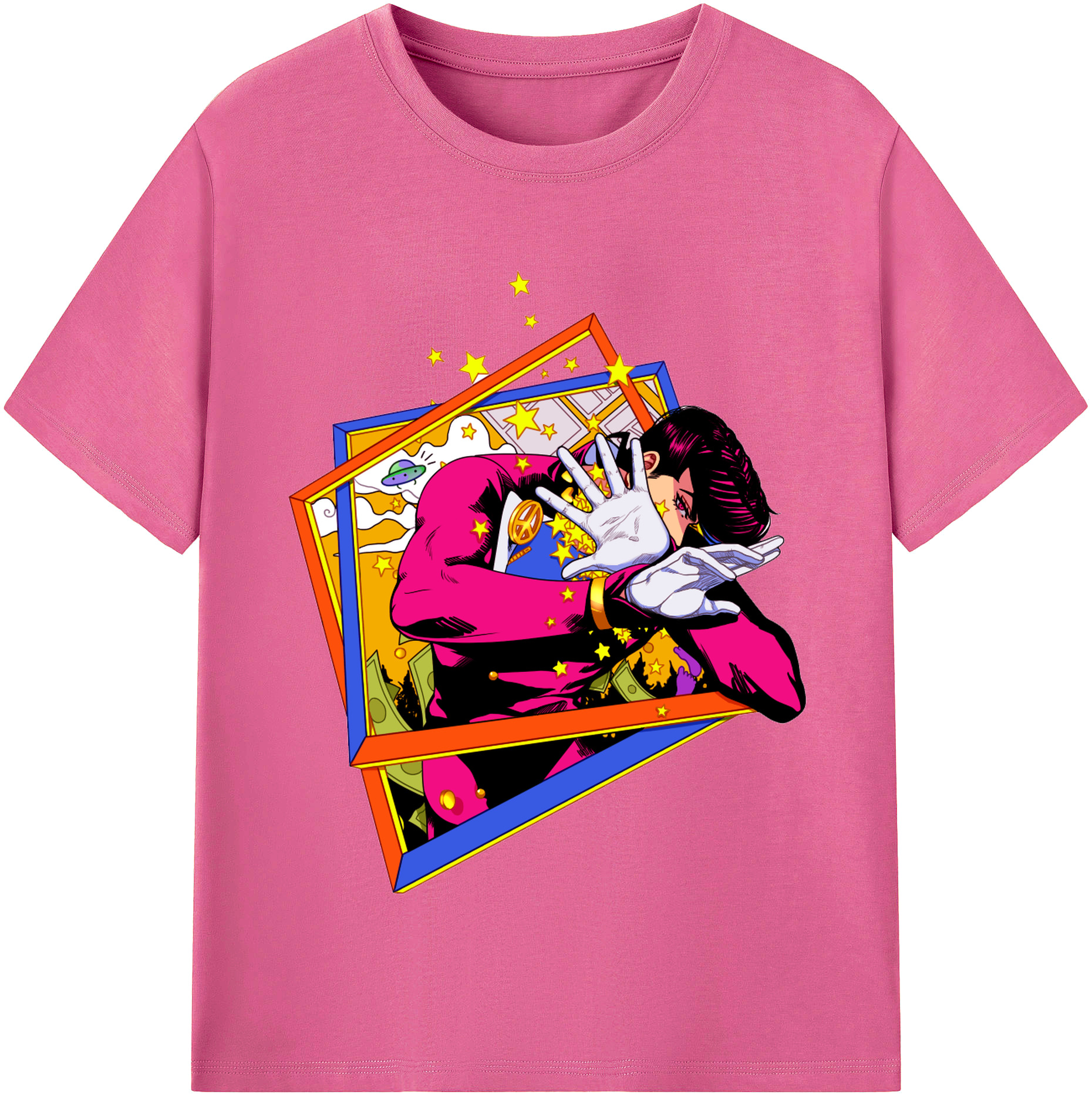 （画像用） ジョジョの奇妙な冒険 ひがしかた じょうすけ JoJo's Bizarre Adventure Higashikata Josuke レディースカジュアルプリントTシャツ（綿100％）
