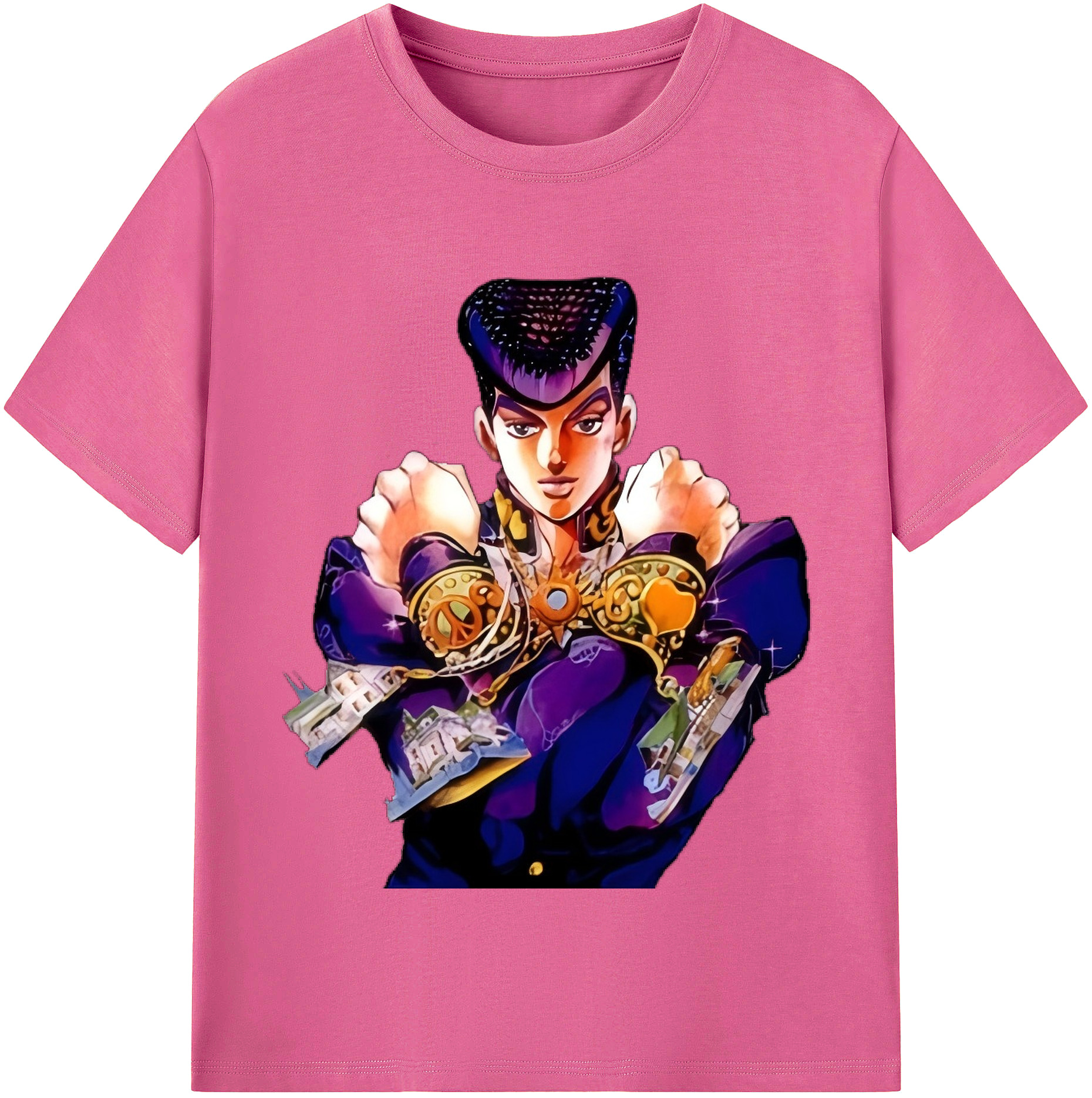 （画像用） ジョジョの奇妙な冒険 ひがしかた じょうすけ JoJo's Bizarre Adventure Higashikata Josuke レディースカジュアルプリントTシャツ（綿100％）