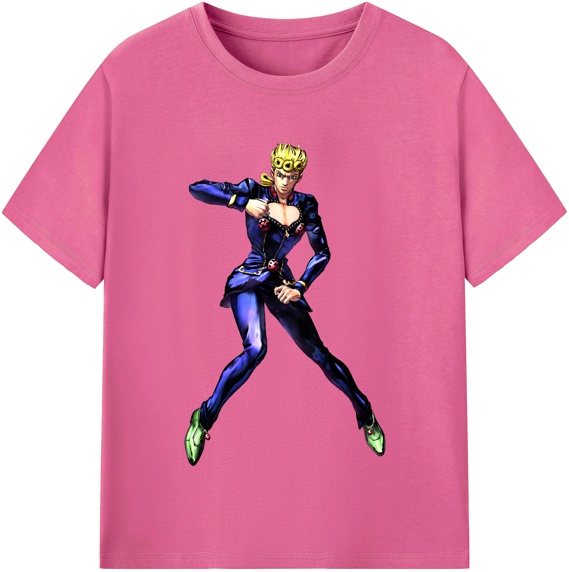 （画像用） ジョジョの奇妙な冒険 ジョルノ?ジョバァーナ JoJo's Bizarre Adventure Giorno Giovanna レディースカジュアルプリントTシャツ（綿100％）