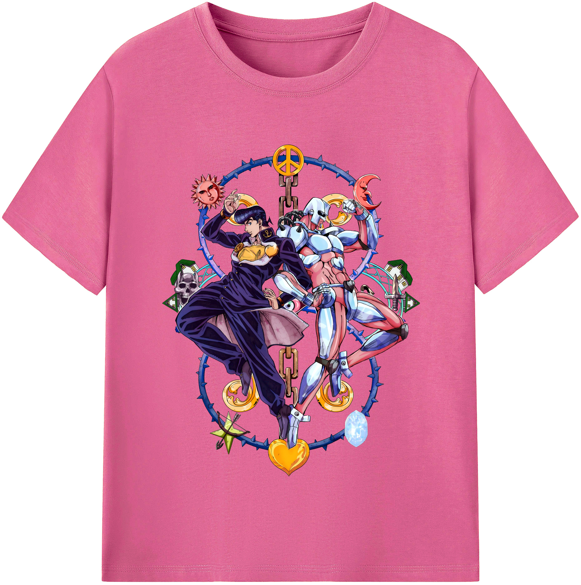 （画像用） ジョジョの奇妙な冒険 ひがしかた じょうすけ JoJo's Bizarre Adventure Higashikata Josuke レディースカジュアルプリントTシャツ（綿100％）