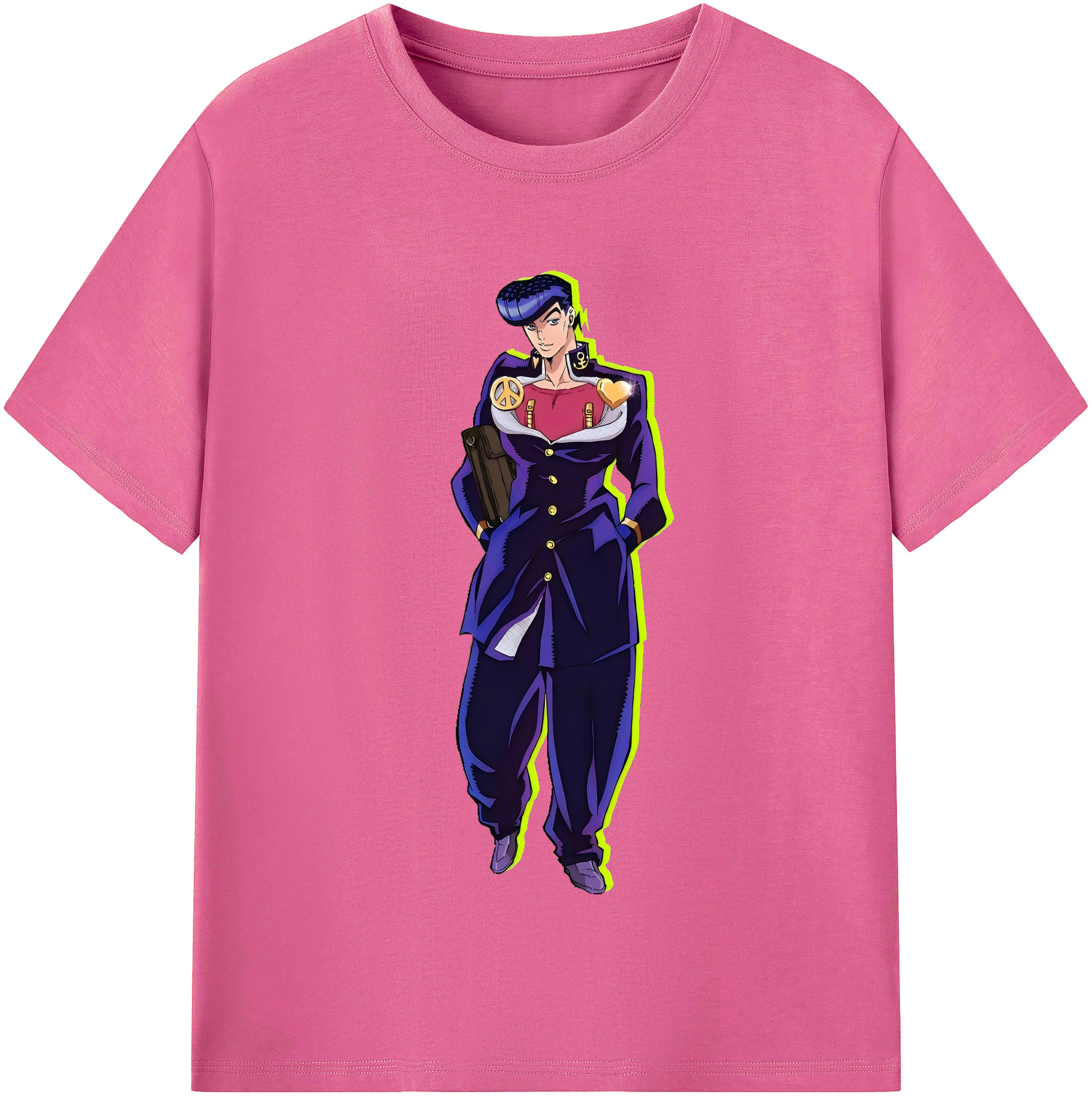（画像用） ジョジョの奇妙な冒険 ひがしかた じょうすけ JoJo's Bizarre Adventure Higashikata Josuke レディースカジュアルプリントTシャツ（綿100％）