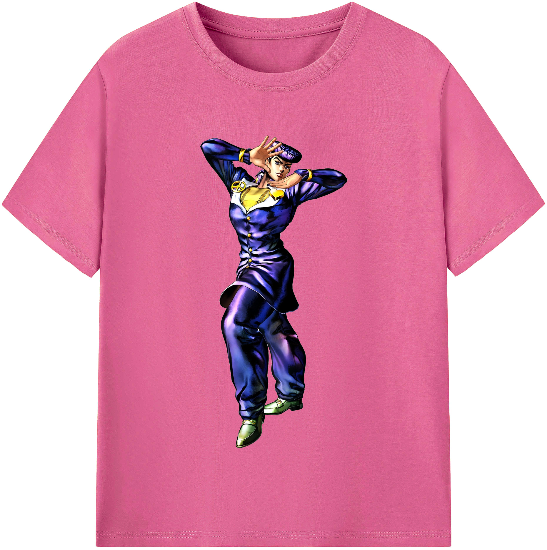 （画像用） ジョジョの奇妙な冒険 ひがしかた じょうすけ JoJo's Bizarre Adventure Higashikata Josuke レディースカジュアルプリントTシャツ（綿100％）