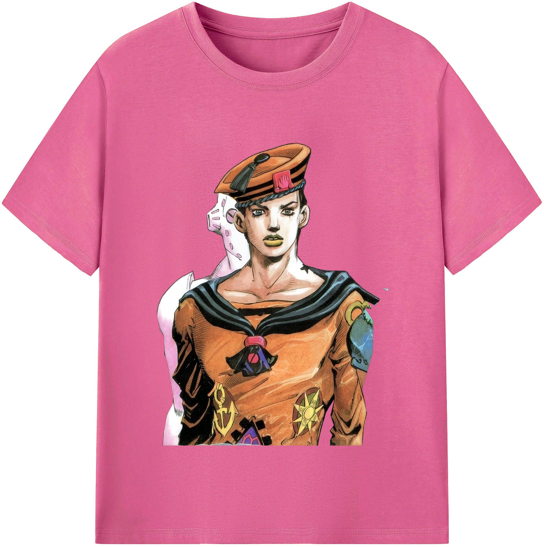（画像用） ジョジョの奇妙な冒険 東方定助 JoJo's Bizarre Adventure Higashikata Josuke レディースカジュアルプリントTシャツ（綿100％）